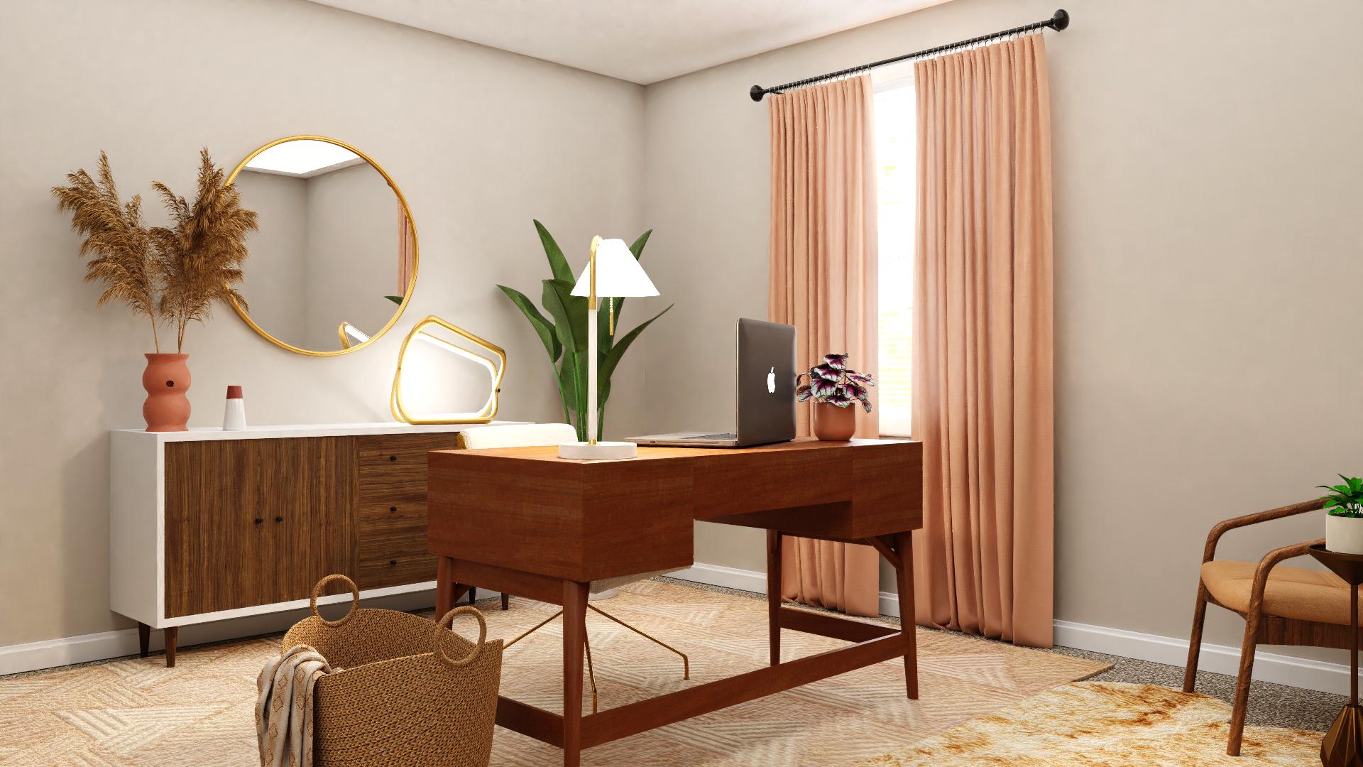 Blush Tones: Mid-Century Home Office