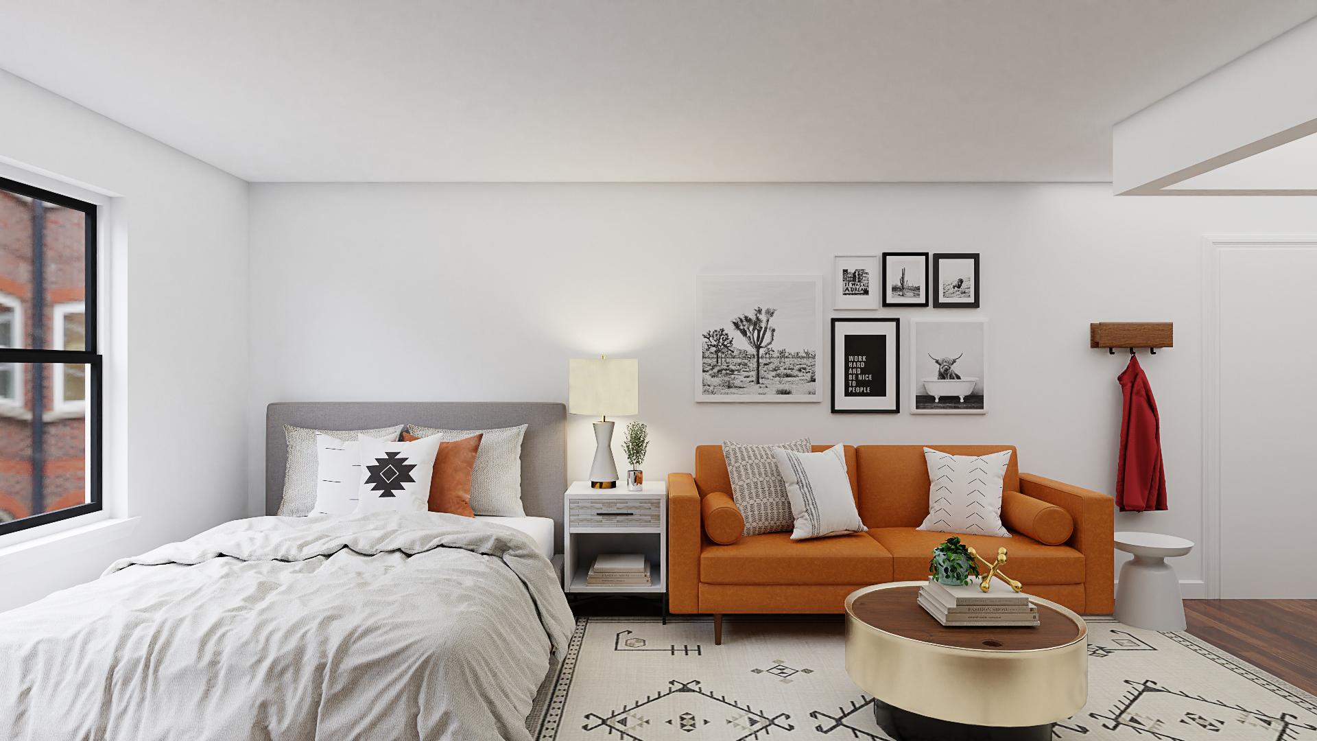 Dramatic Accent Wall: Mid-Century Modern Studio 