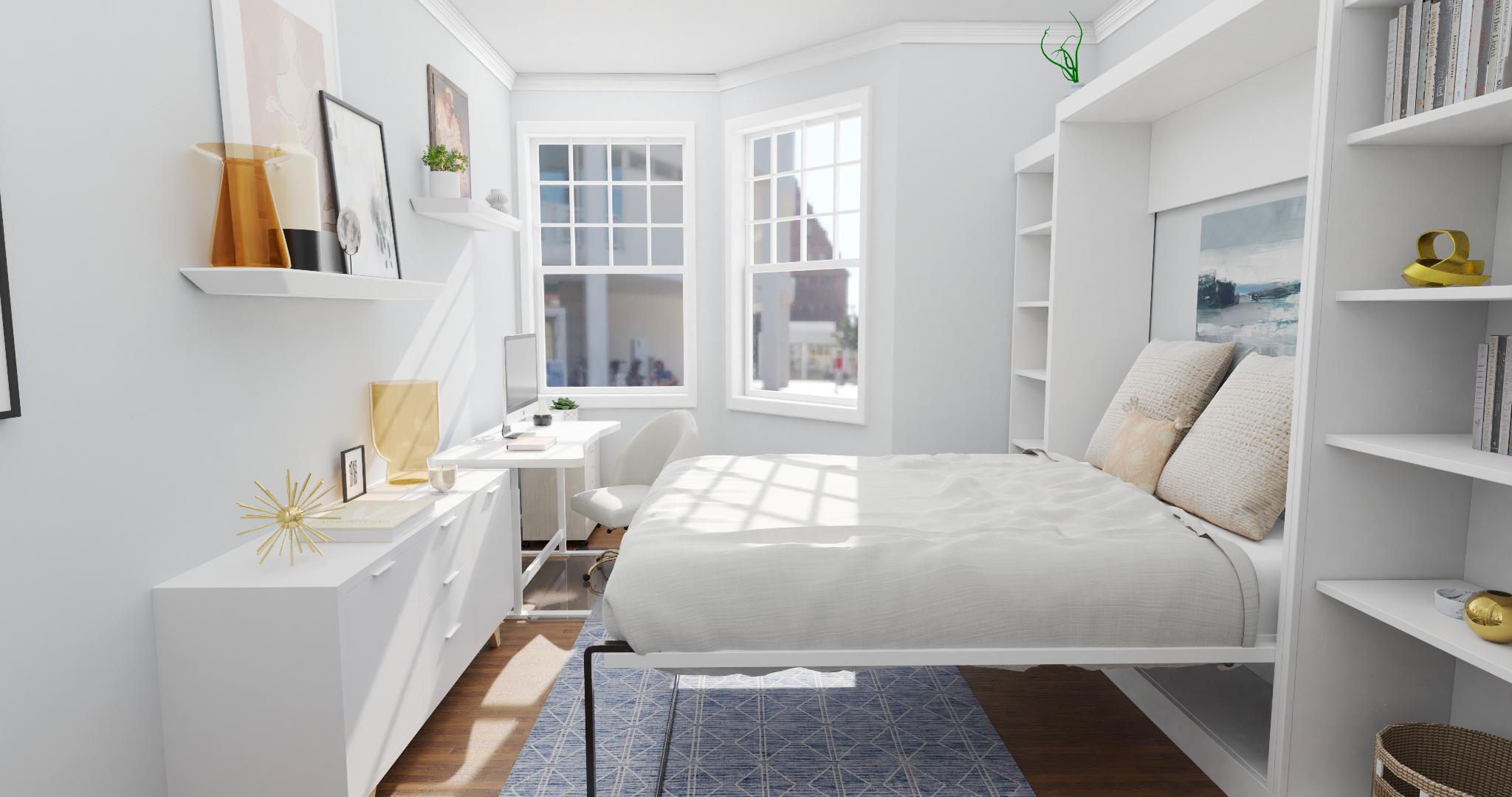 Built-in Bookshelves: Modern Home Office / Guest Bedroom