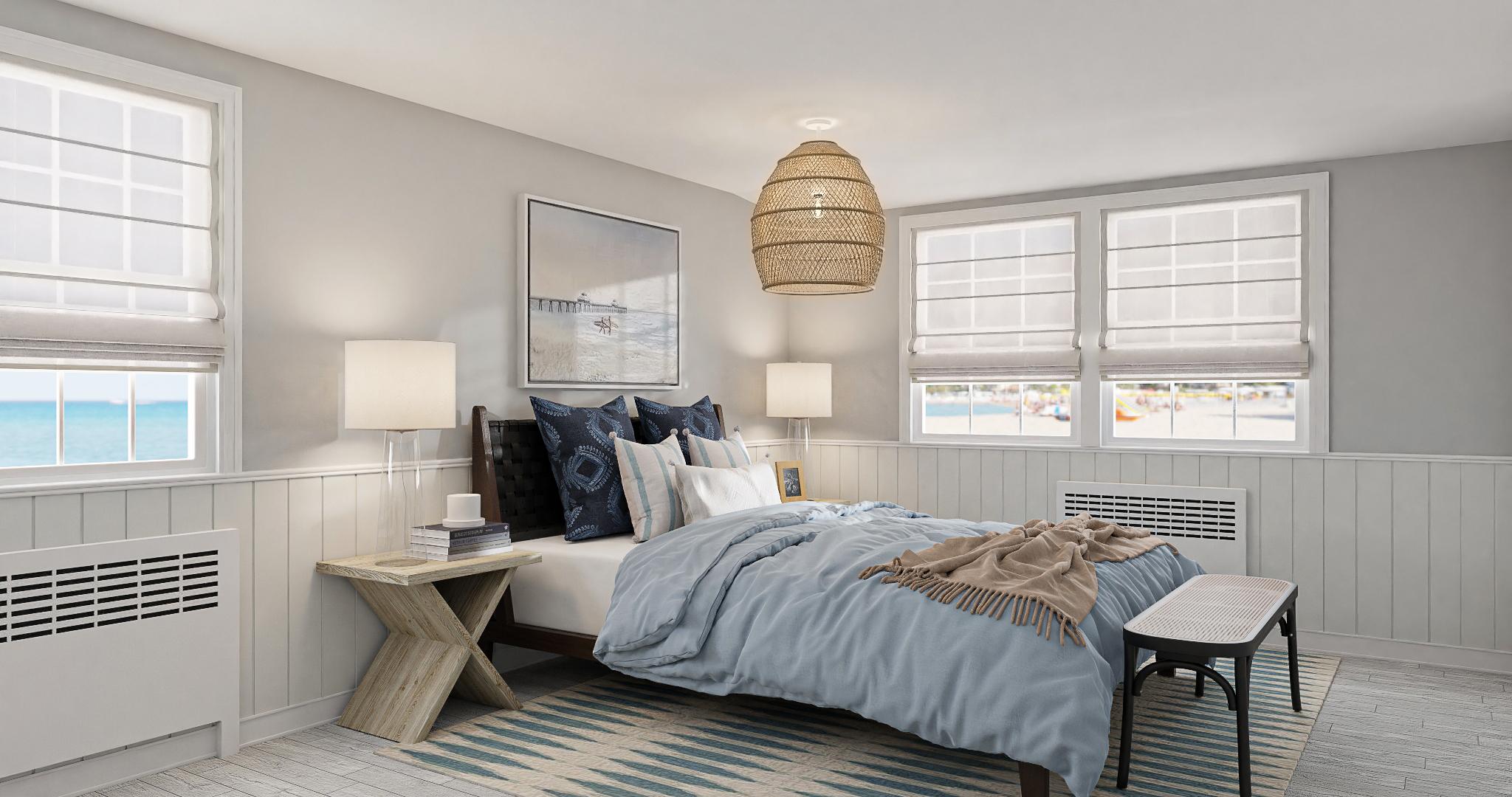 A Coastal Bedroom Enriched With Rattan Textures