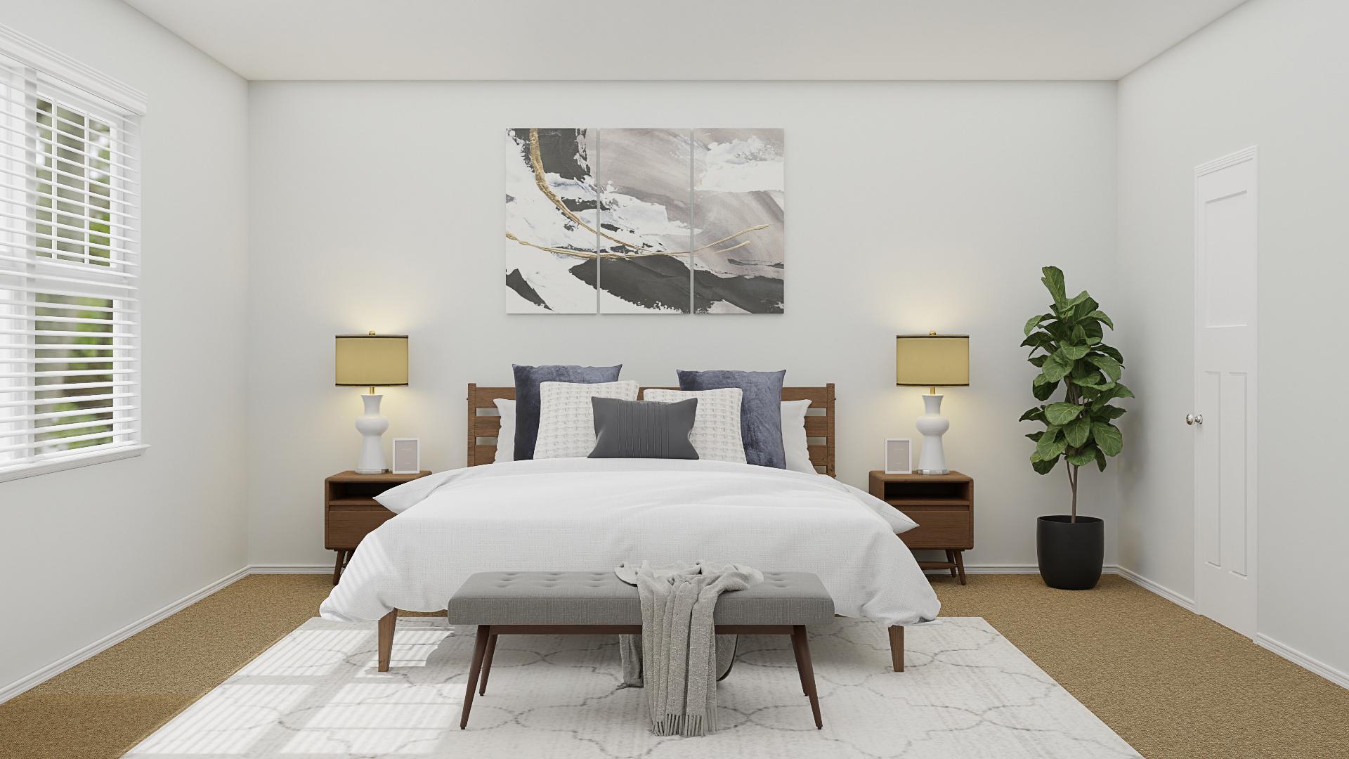 Wood & Ivory Accents Bring Positivity In This Mid-Century Modern Bedroom