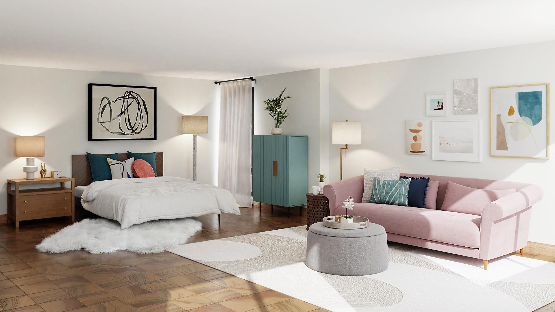 Pops Of Pink & Teal Radiates This Contemporary Studio