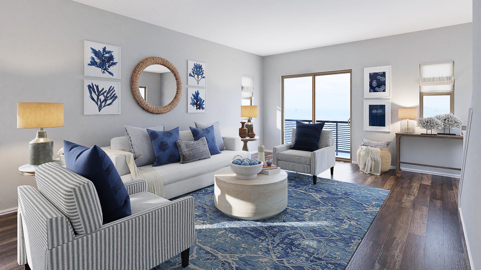 Down By The Sea: A Coastal Farmhouse Living-Dining Room