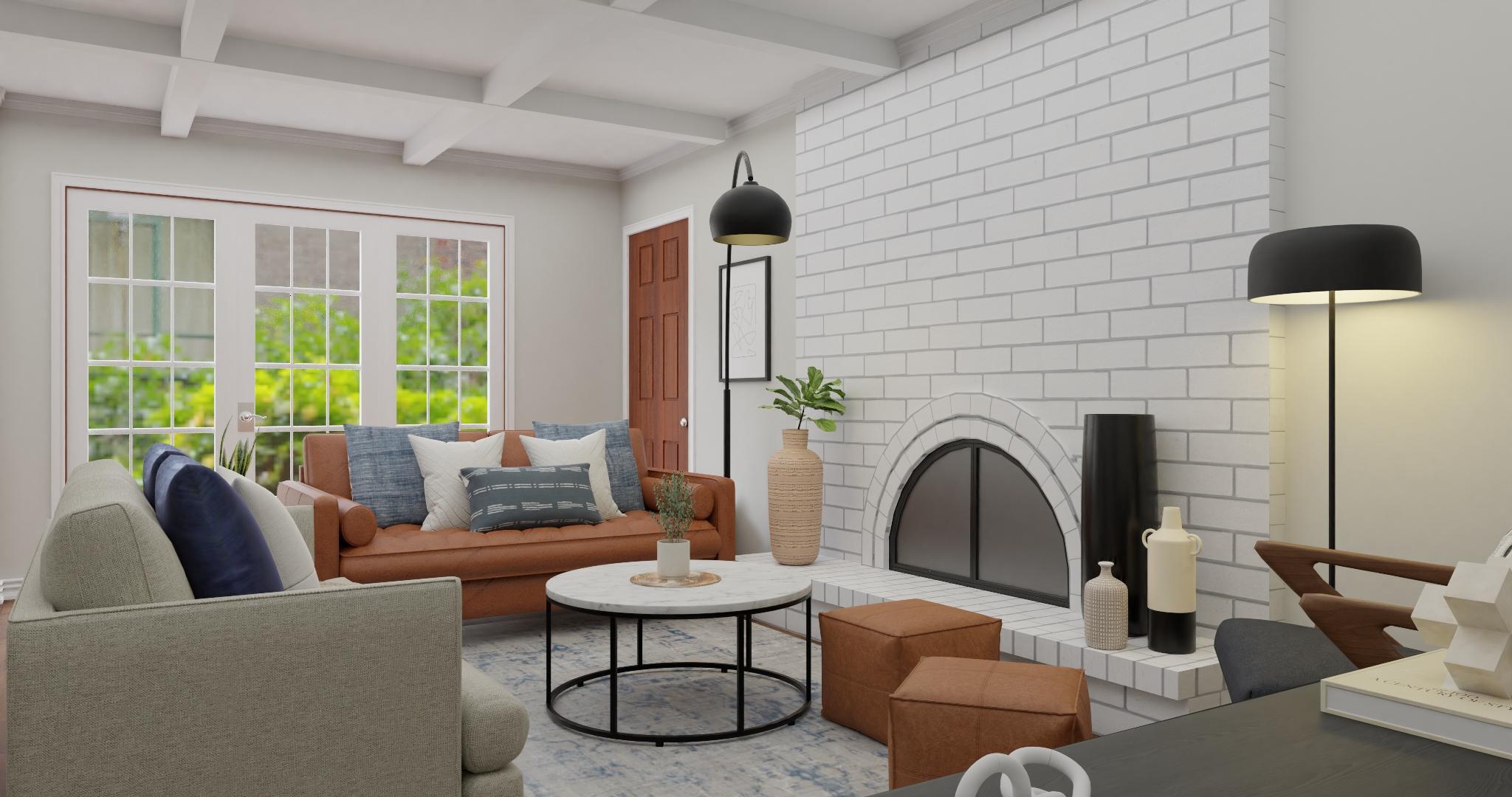 Open and Spacious Mid-Century Modern Living Room