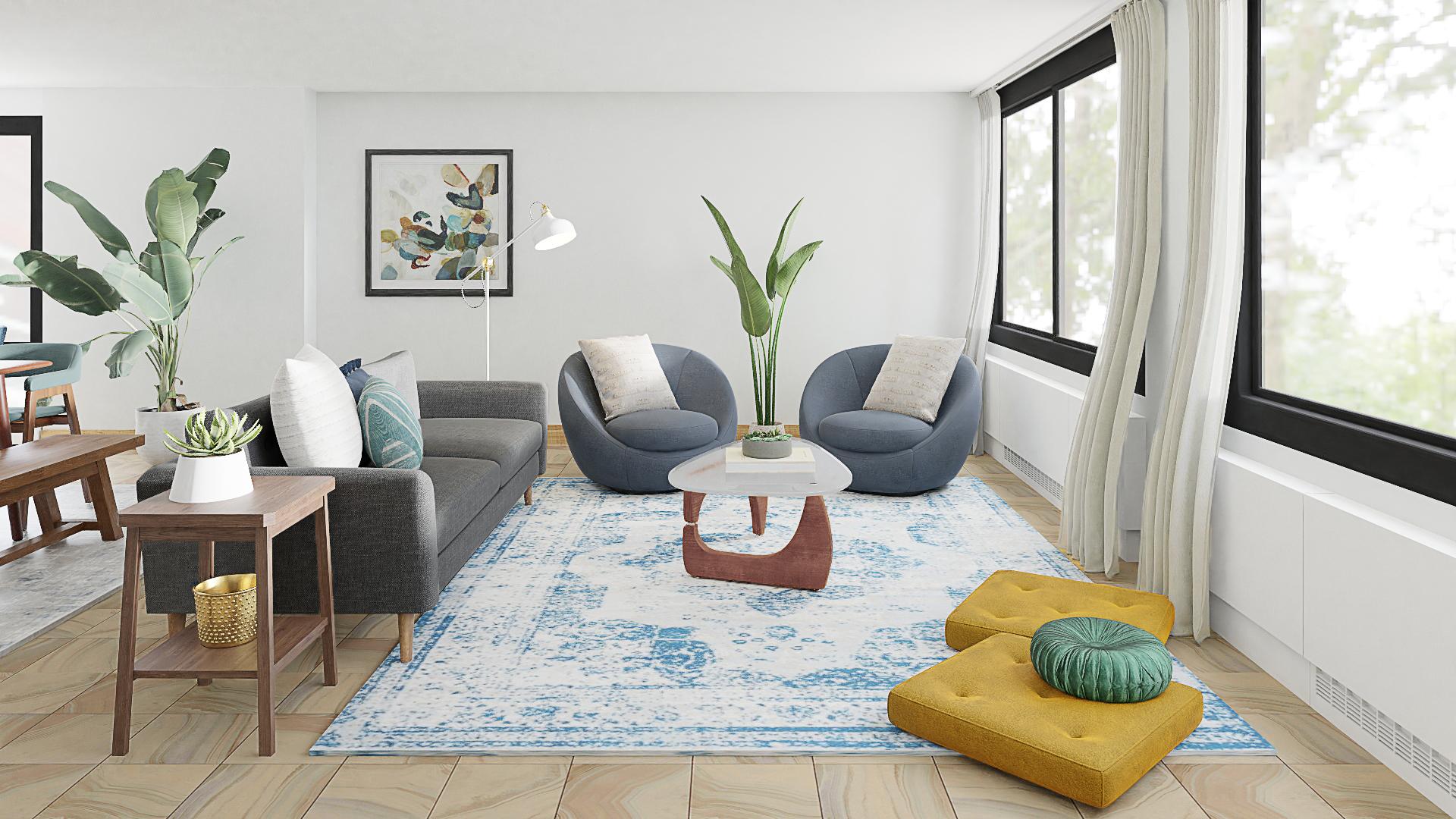 A Timeless Living-Dining Room In Mid-Century Modern Style