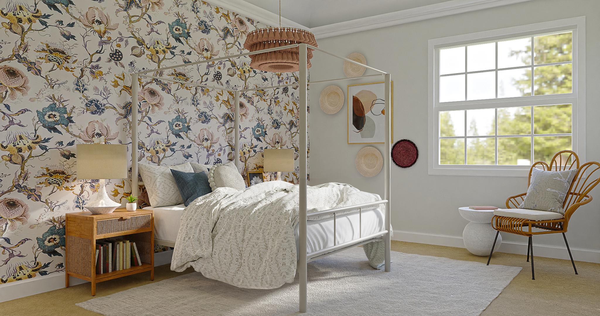 A Spring-Theme Coastal Bohemian Bedroom
