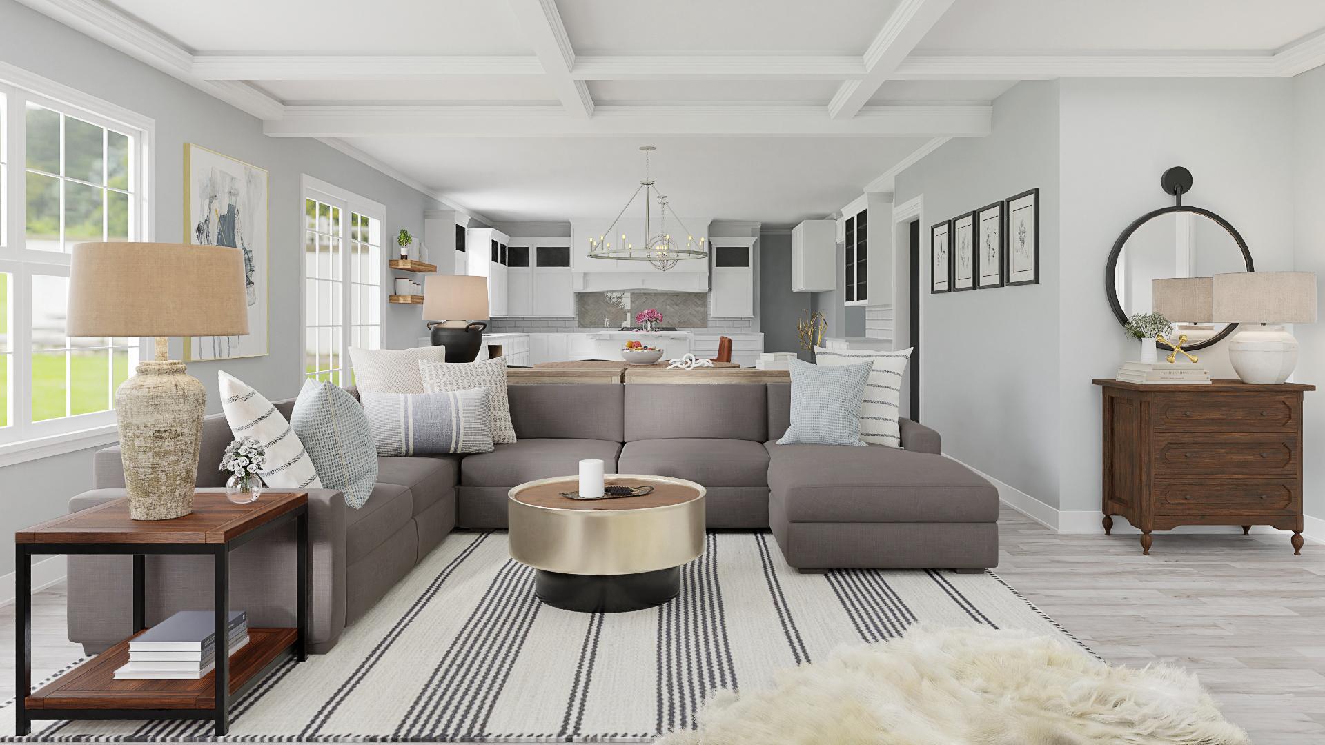 A Living/Dining Room With Glam Farmhouse Accents