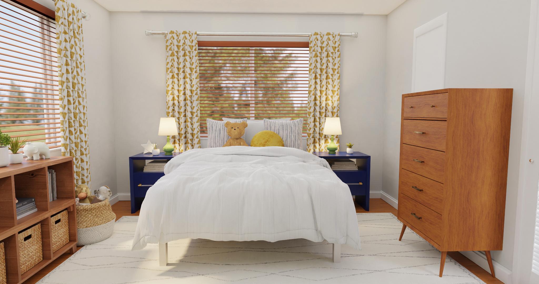 A Mid-Century Kids Bedroom Filled With Energetic Hues