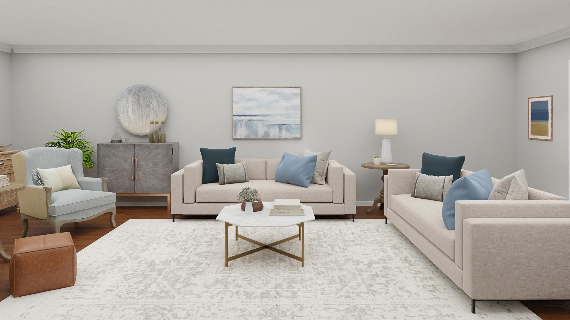 A Transitional Living Room Filled With Tranquility 