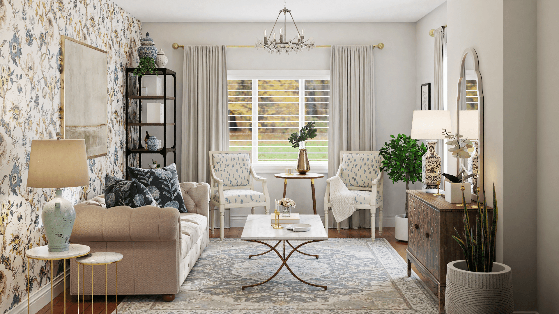 An Old-Fashioned French Country Living Room 