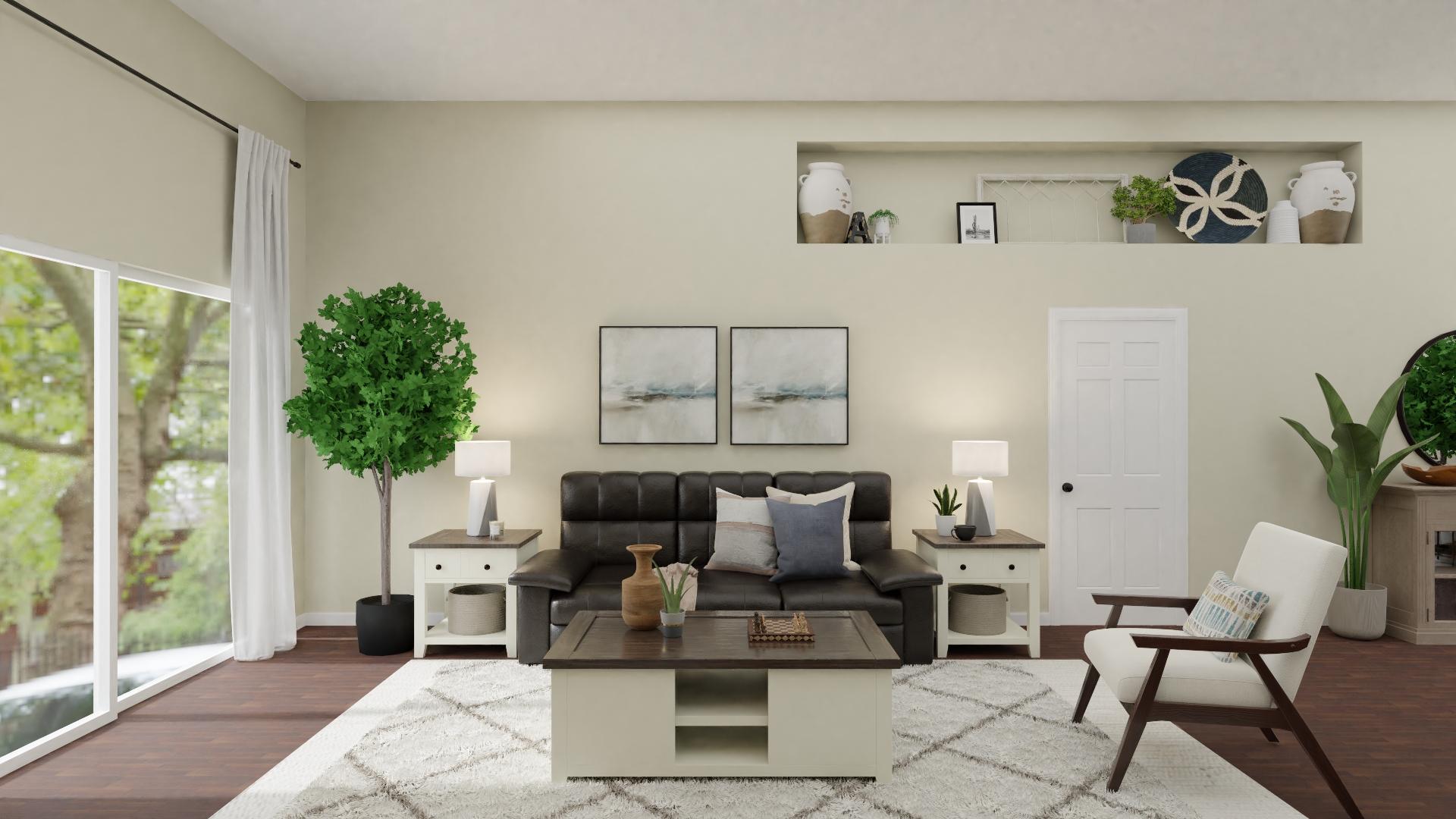 Spacious Transitional Mid-Century Living/Dining Room