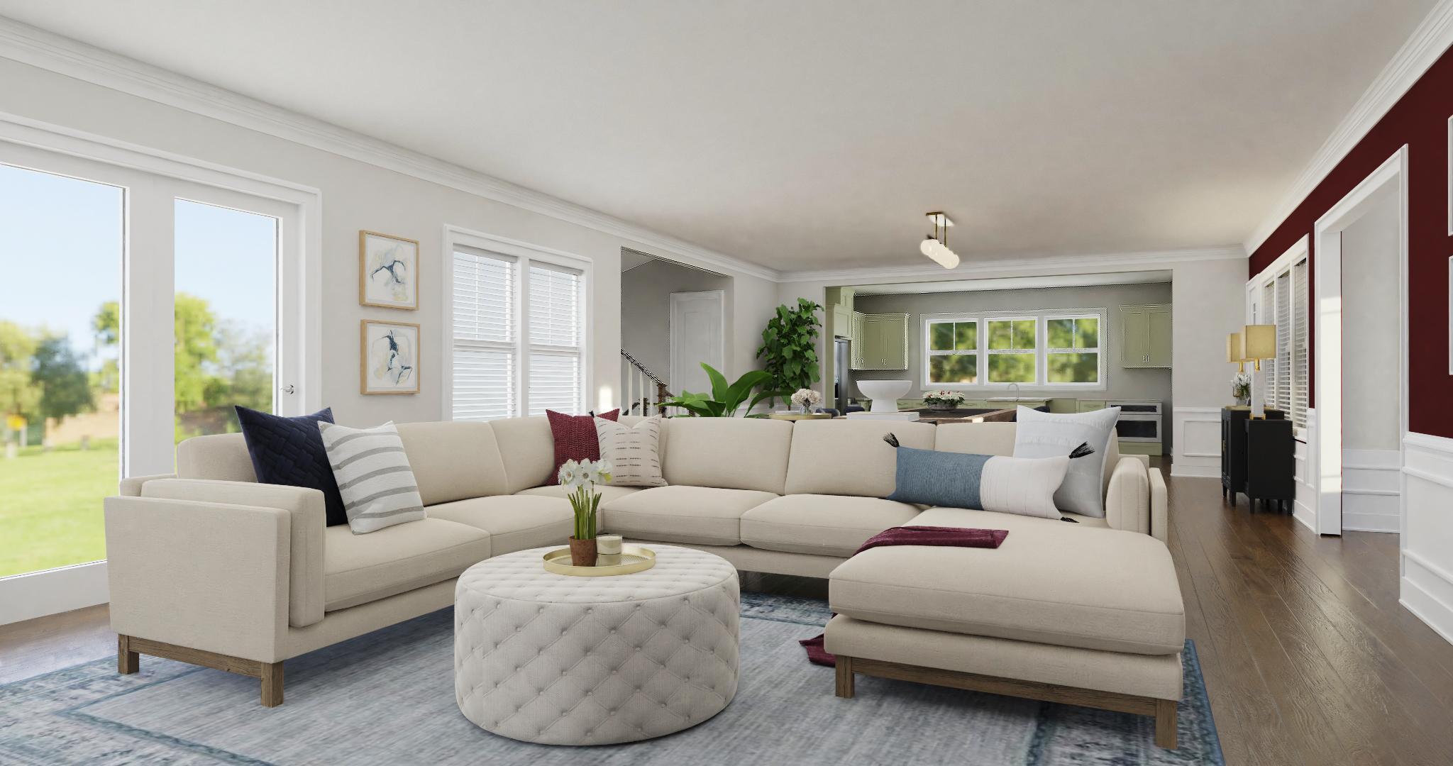 Ravishing Reds & Bold Blues: Transitional Living Dining Room