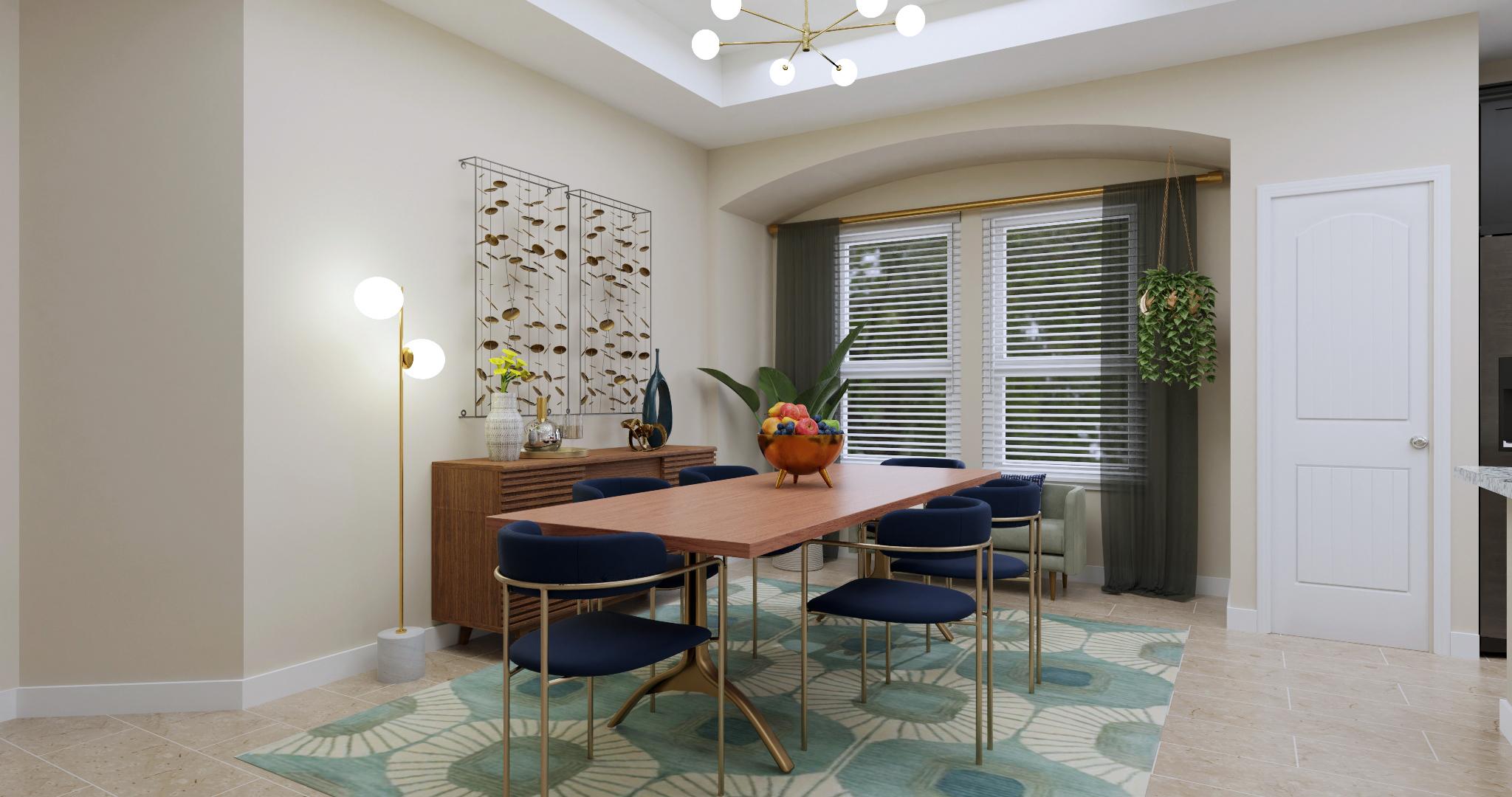 Gold & Cobalt: A Modern Glam Dining Room 