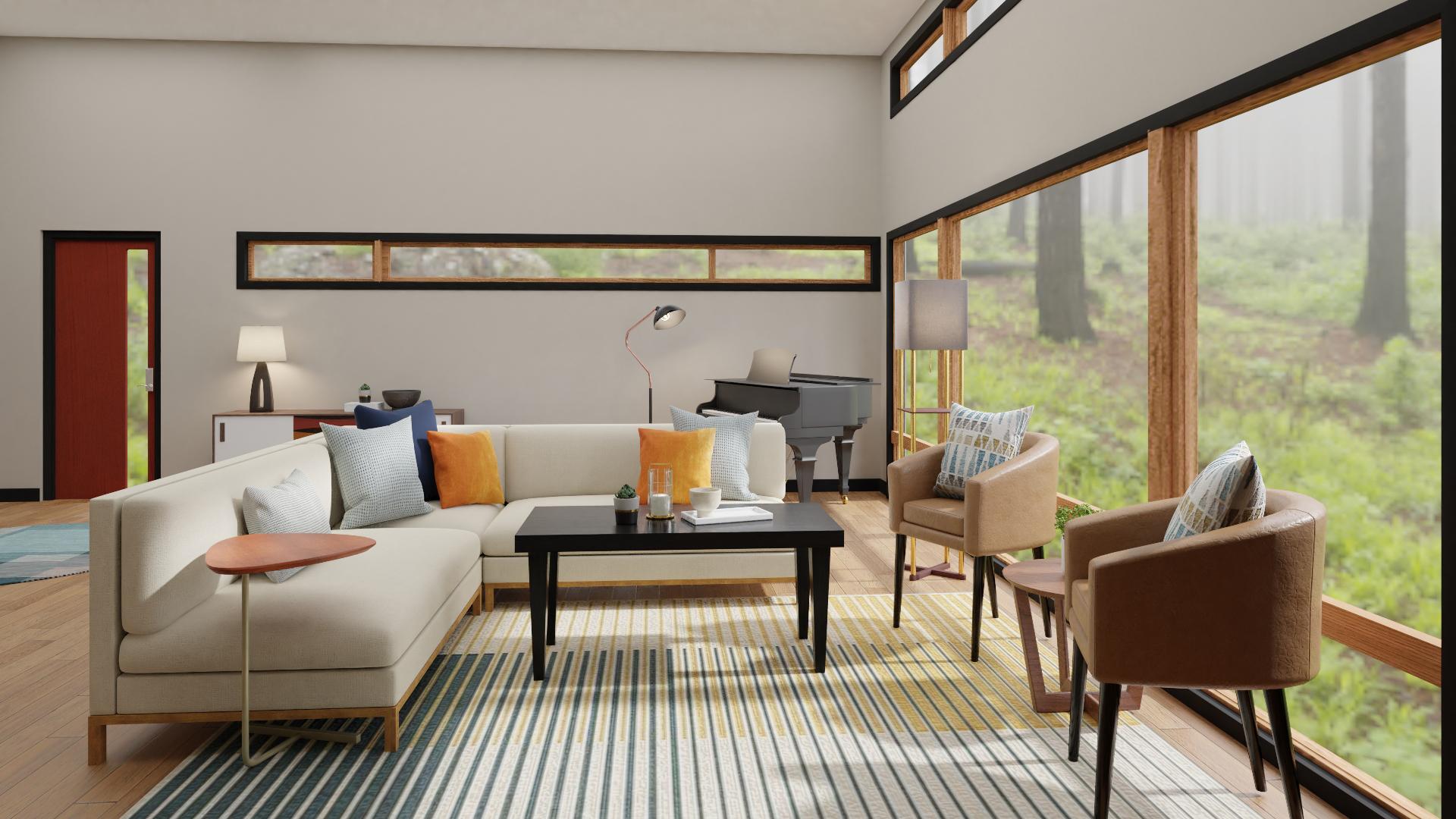 A Musical Mid-Century Modern Living Room