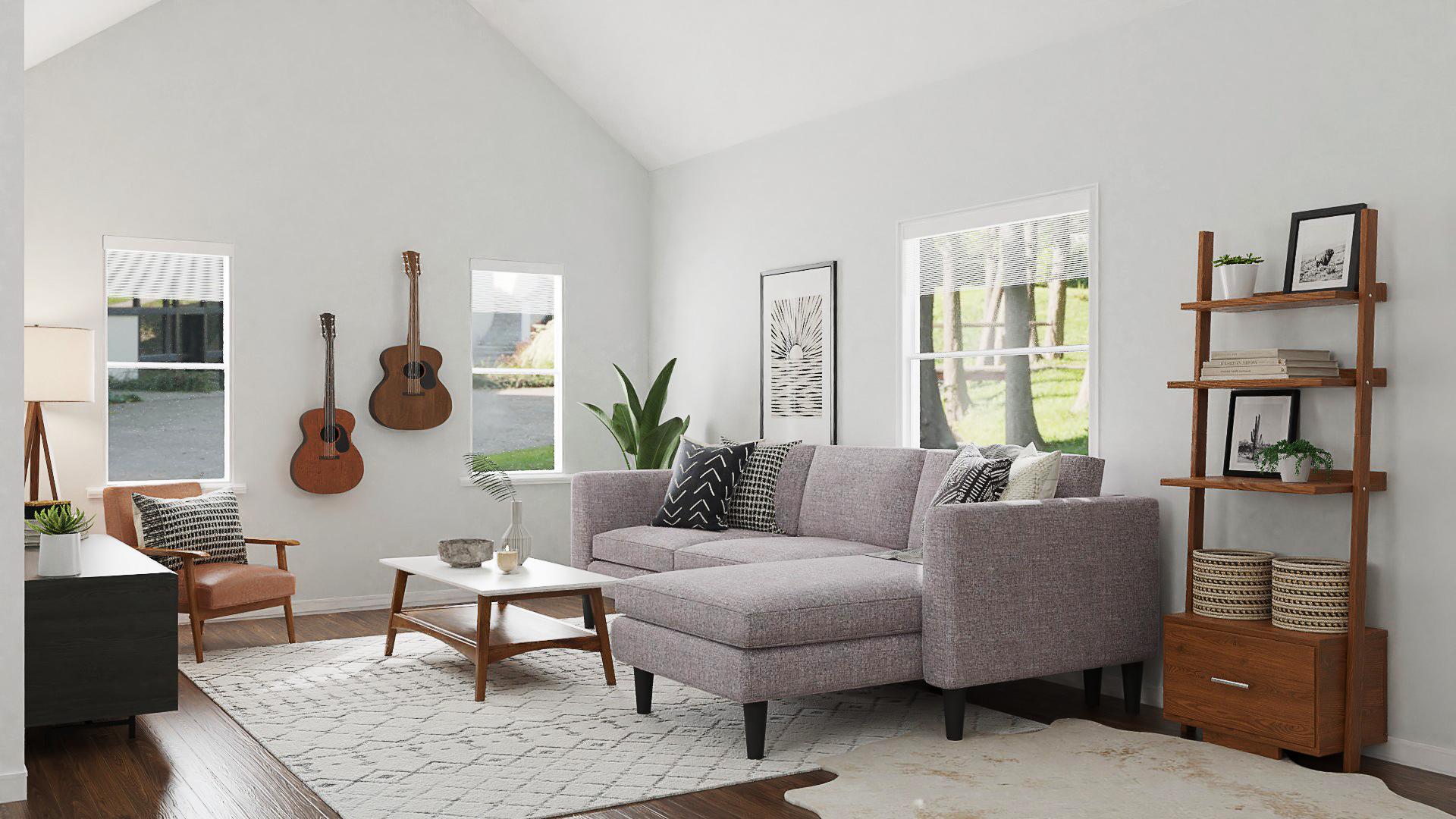 A Mid-Century Musical Theme Industrial Living/Dining Room