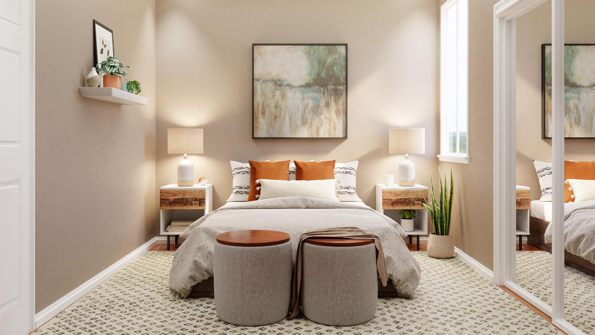 Woody Accents: A Tiny Rustic Bedroom 