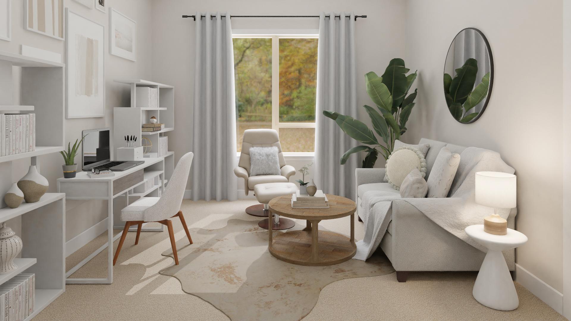 A Modern Rustic Home Office In Ivory Hue