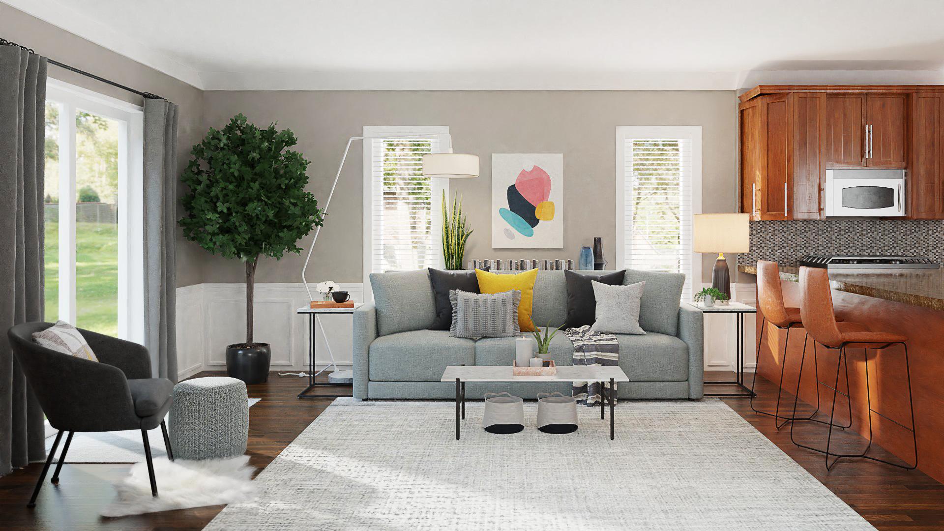 A Warm & Inviting Industrial Living Room 