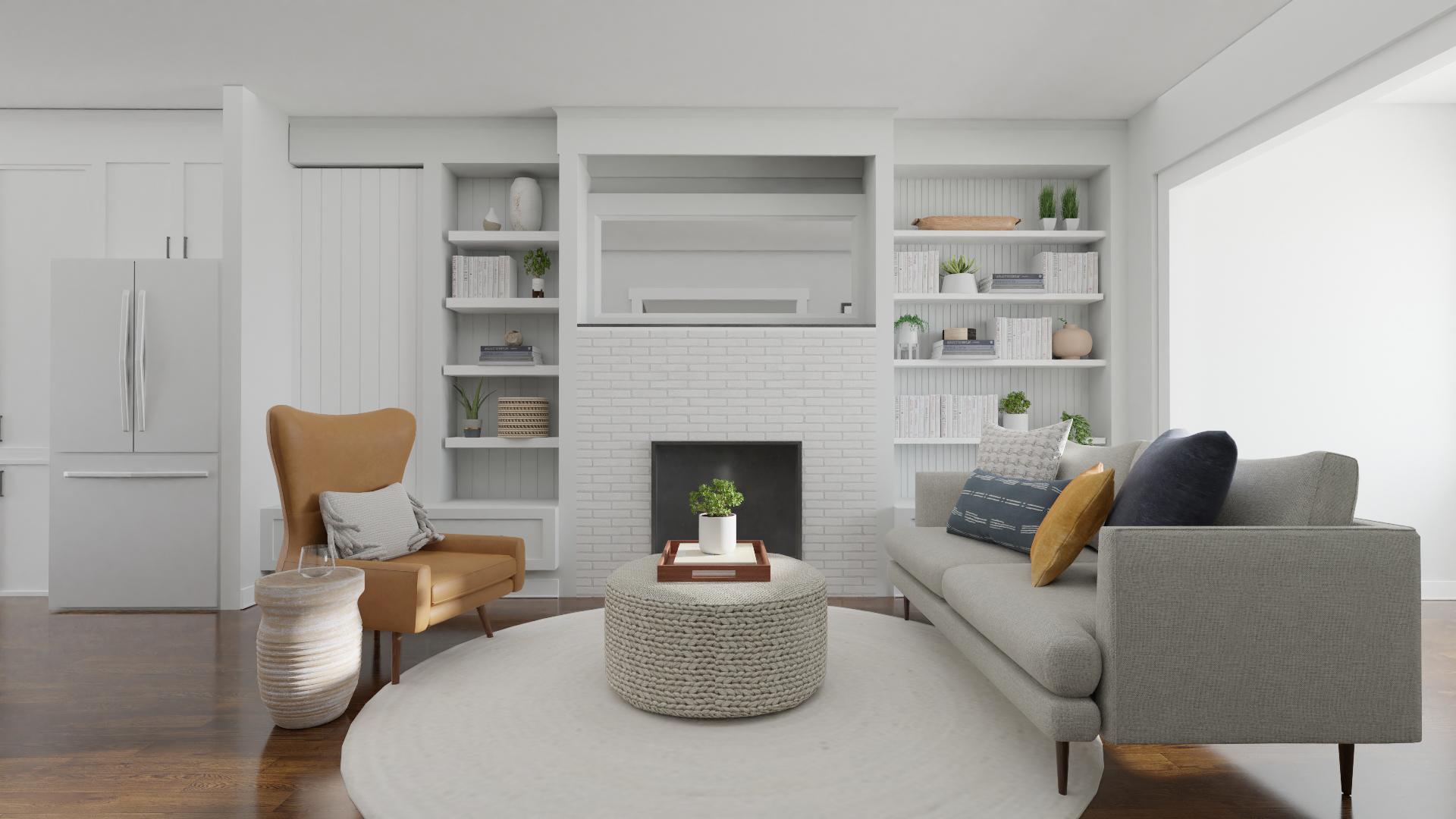 Crisp White Walls: A Perfect Mid-Century Modern Living Room