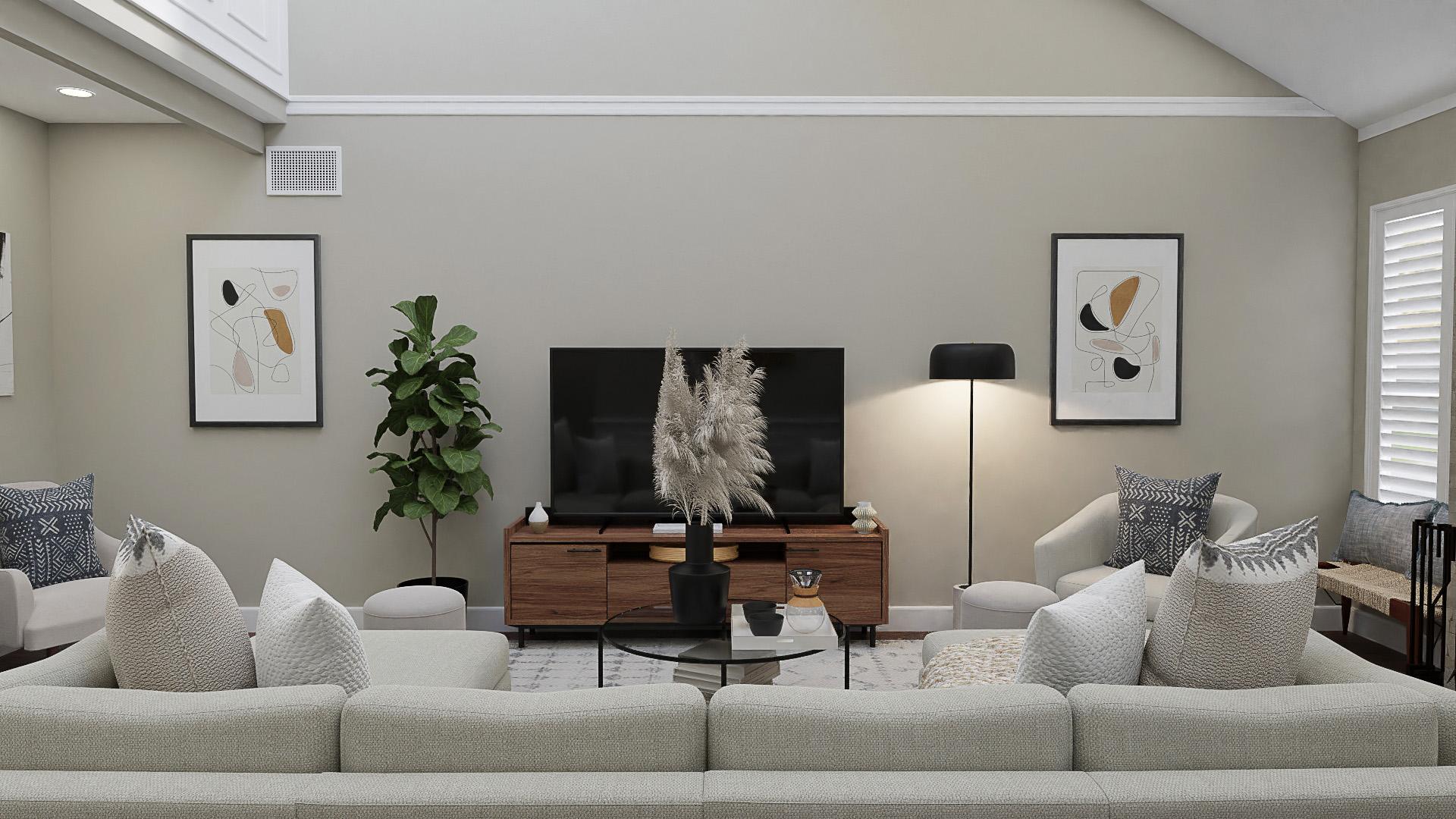 Brick Wall Fireplace: A Farmhouse Living Room