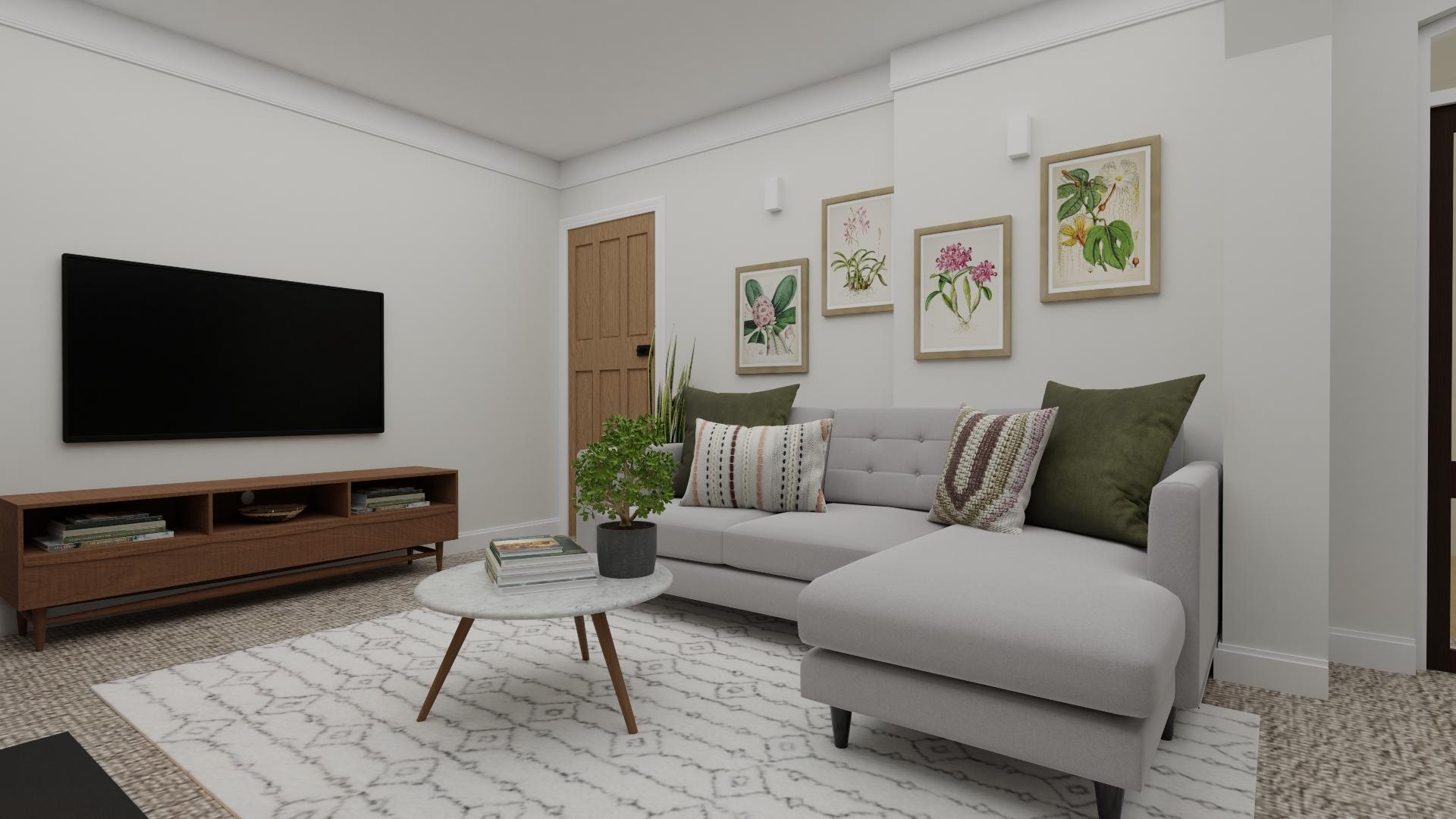 Botanical Art Prints: A Transitional Living Room