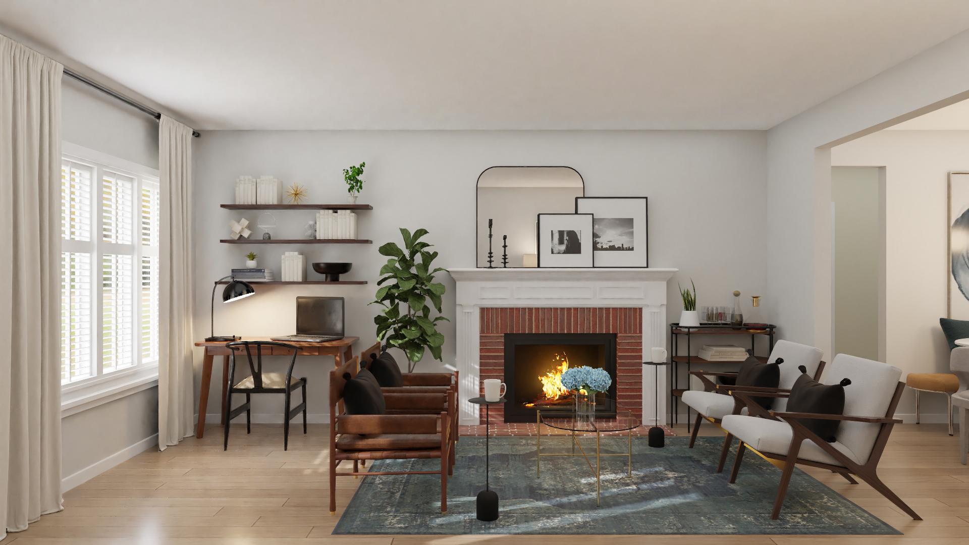 A Modern Living/Dining Room Blissful in Earthy Hues
