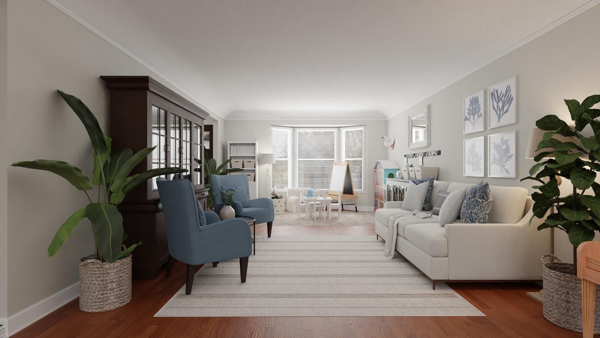 A Coastal Living Room Designed For Little Girls