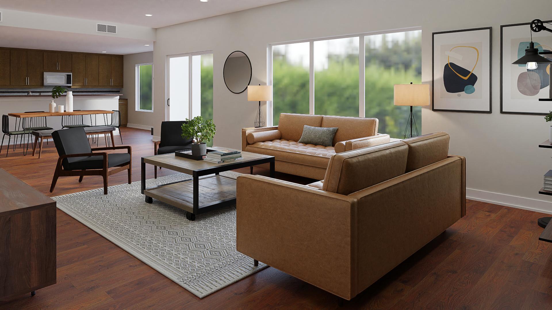 A Well Lit Pet-Friendly Industrial Living/Dining Room