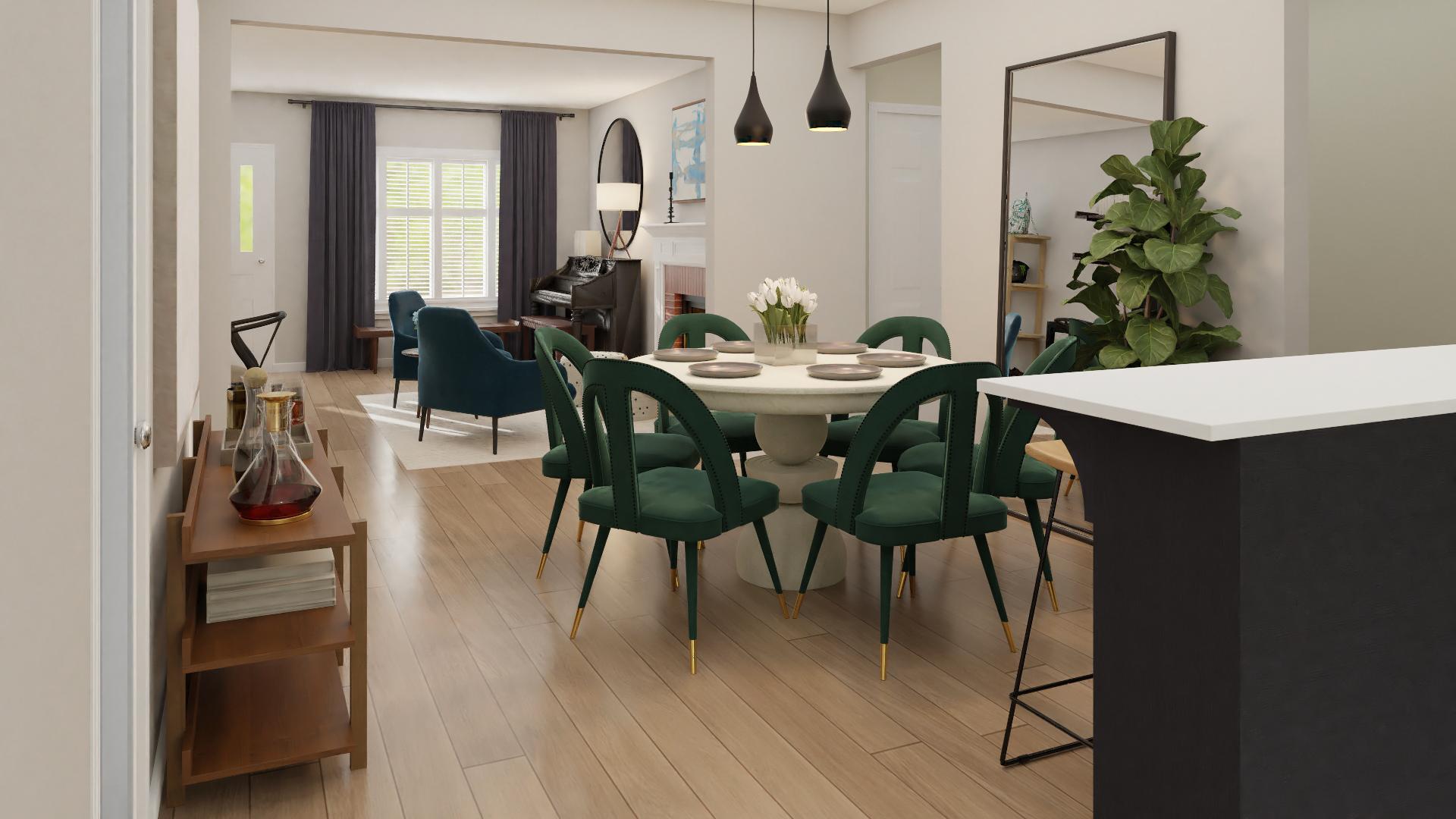 A Gorgeous Glam Living – Dining Room In Our Favorite Colors