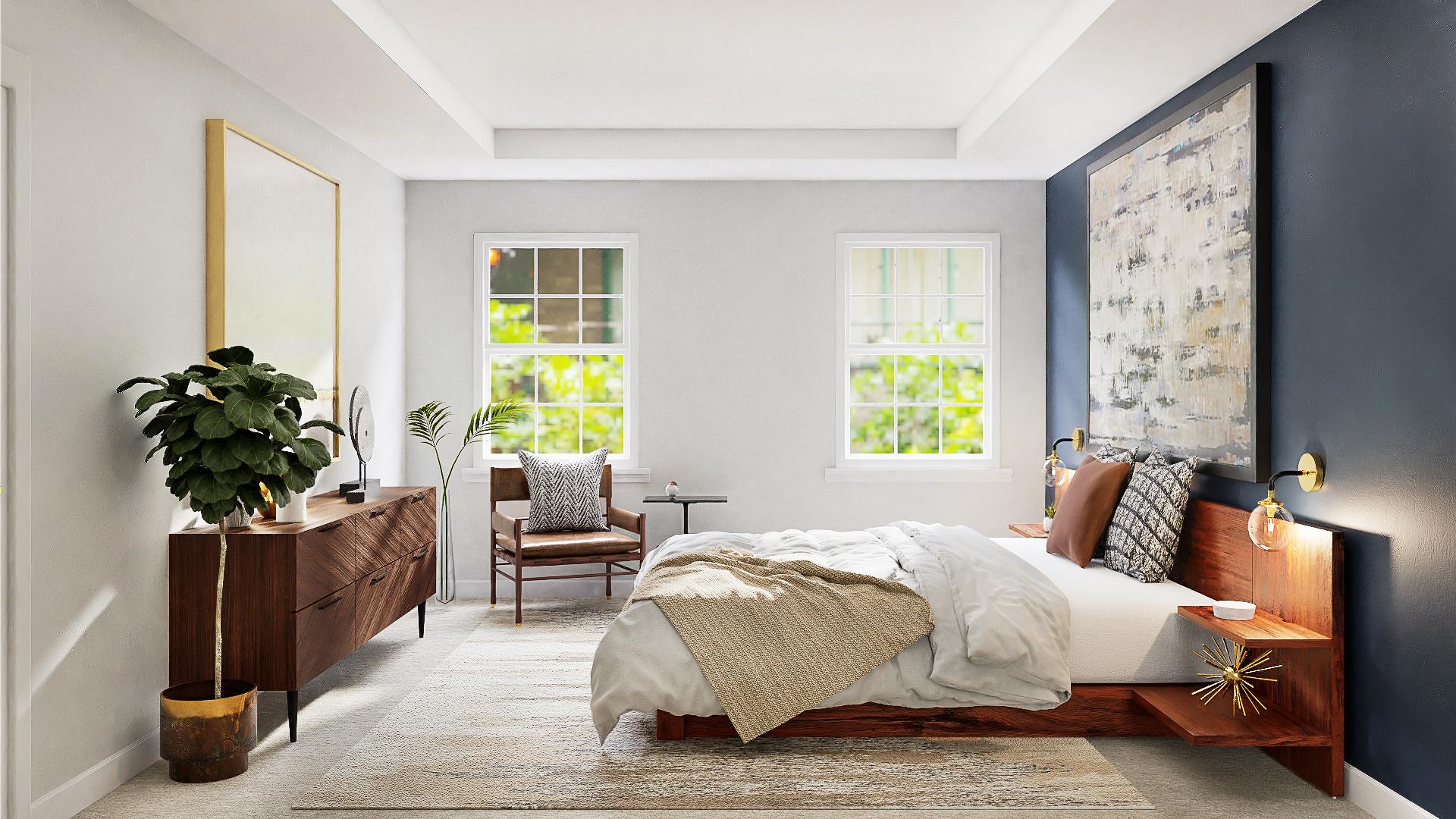 A Rugged Looking Mid-Century Bedroom 