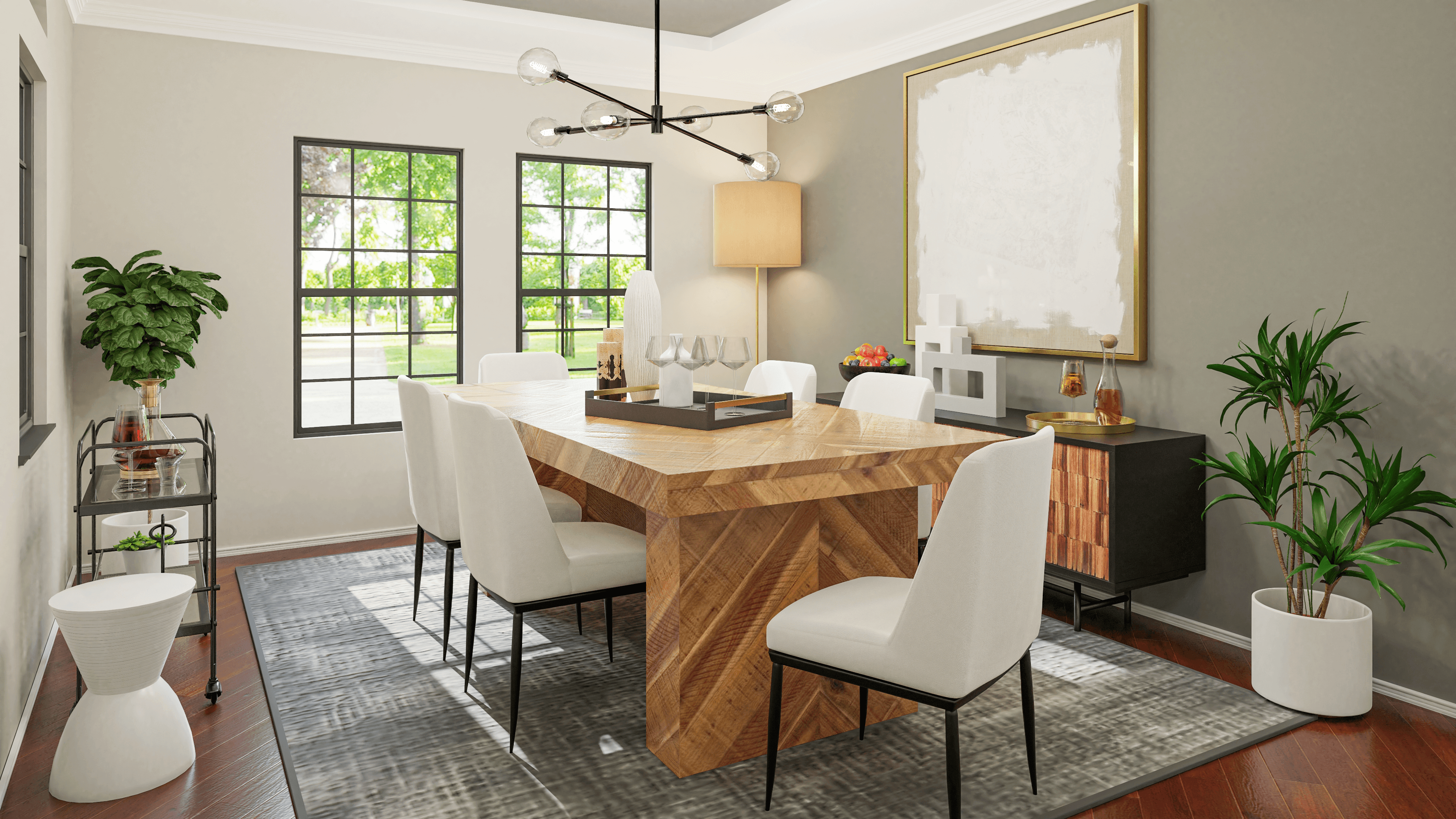 An Industrial Style Dining Room In Woody Tones
