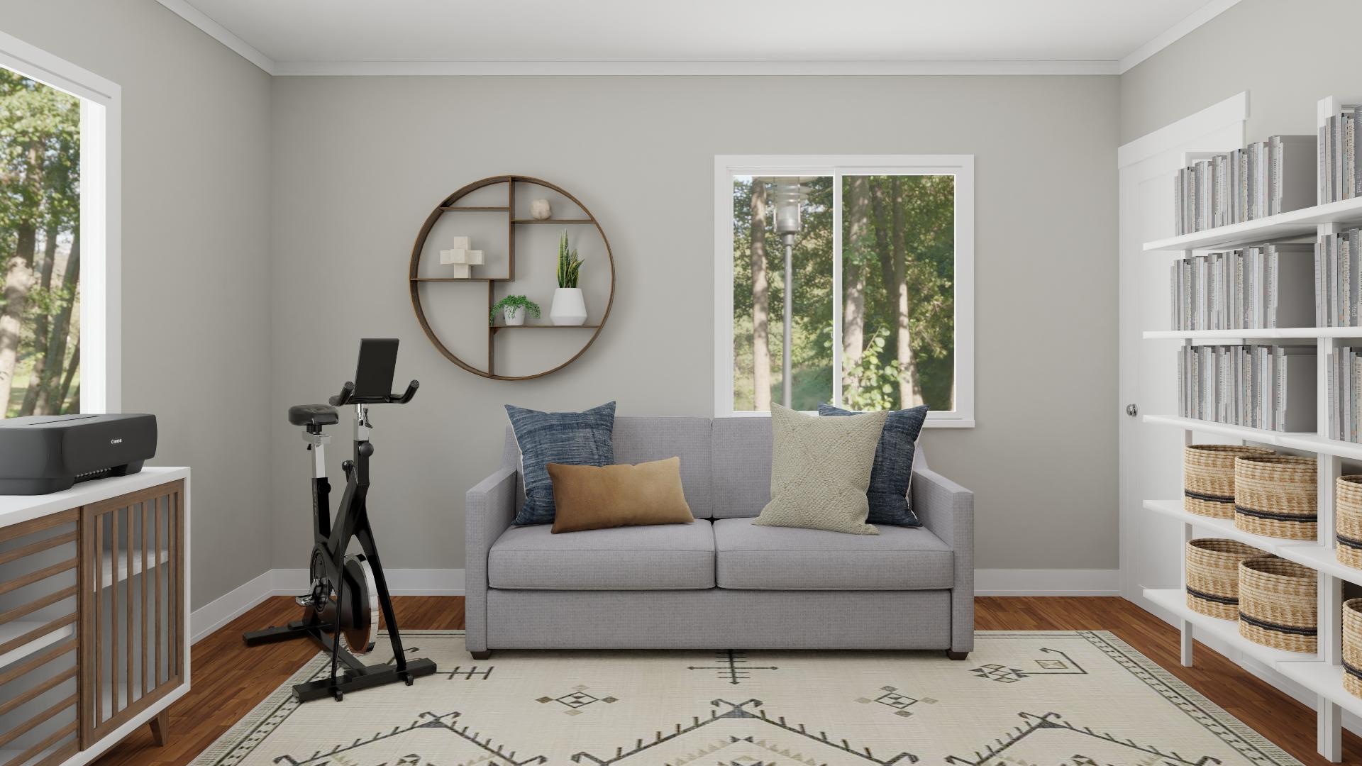 A Transitional Home Office Filled With Storage Options