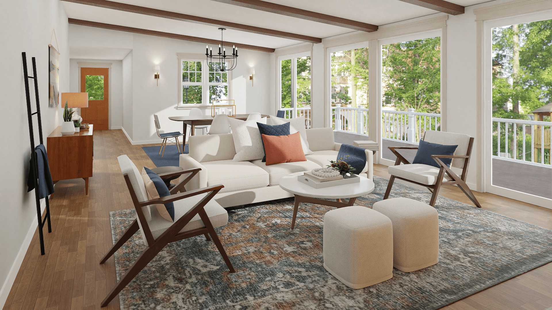 An Open & Bright Modern Rustic Living/Dining Room