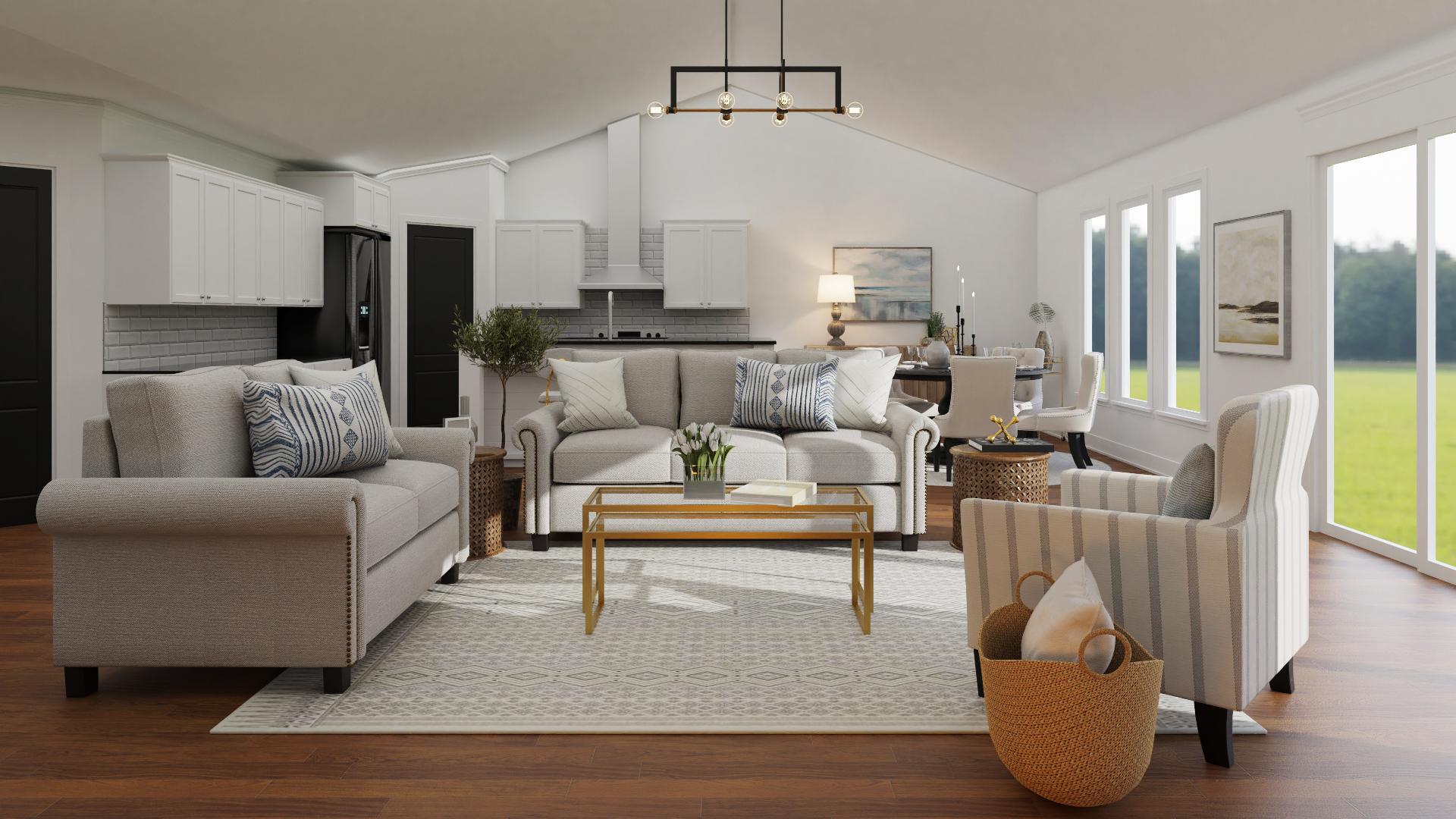  A Transitional Living & Dining Room With Hints Of Glam