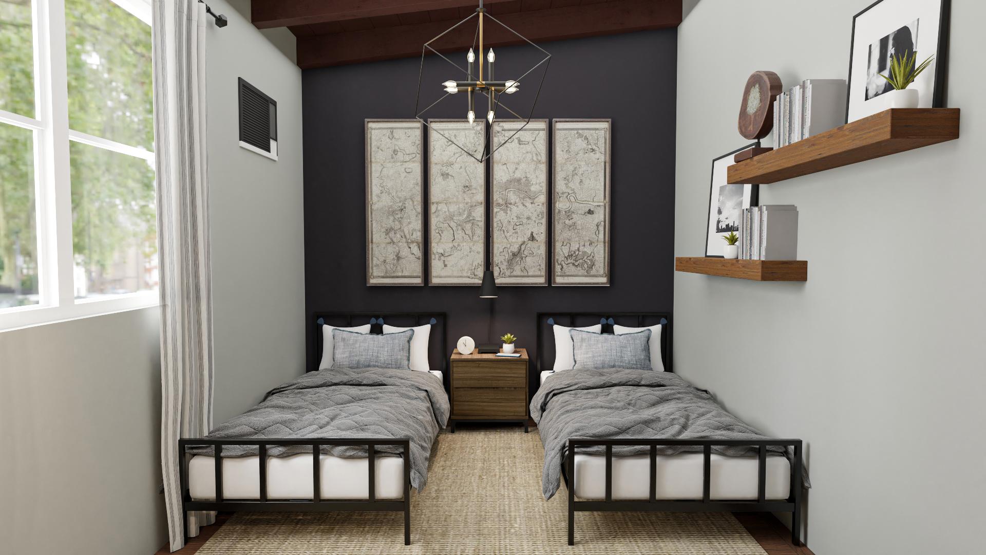 An Industrial Modern Kids Bedroom Designed For Twins