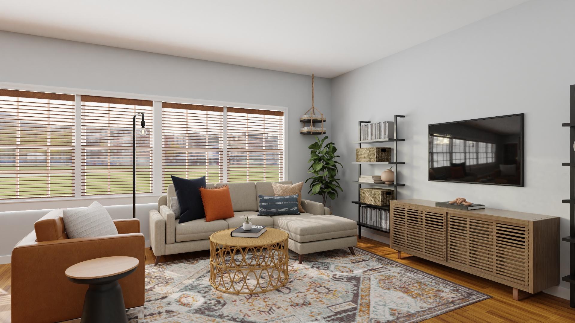 A Fun & Comfy Eclectic Living & Dining Room