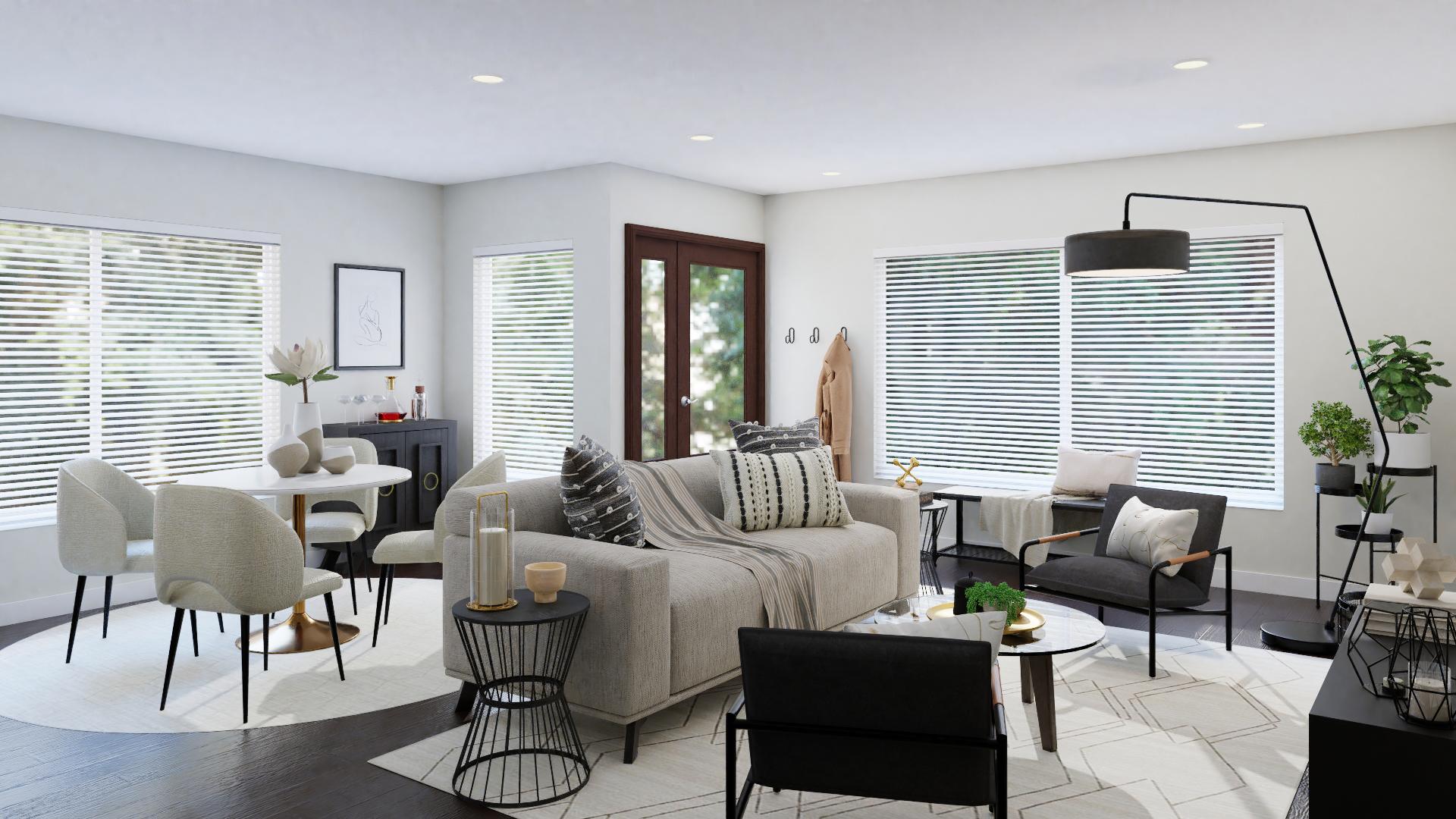 Shades Of Frost & Soot: An Industrial Living/Dining Room
