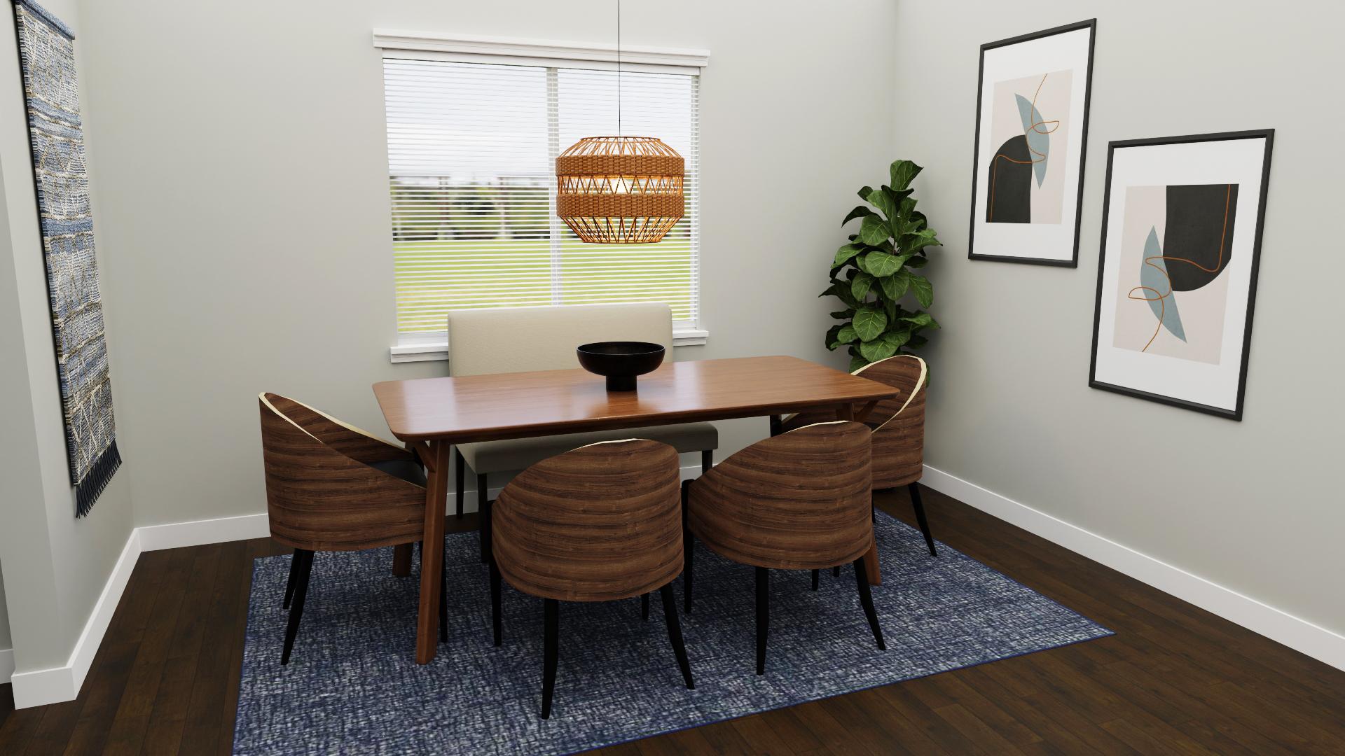 A Playful Mid-Century Modern Boho Living/Dining Room