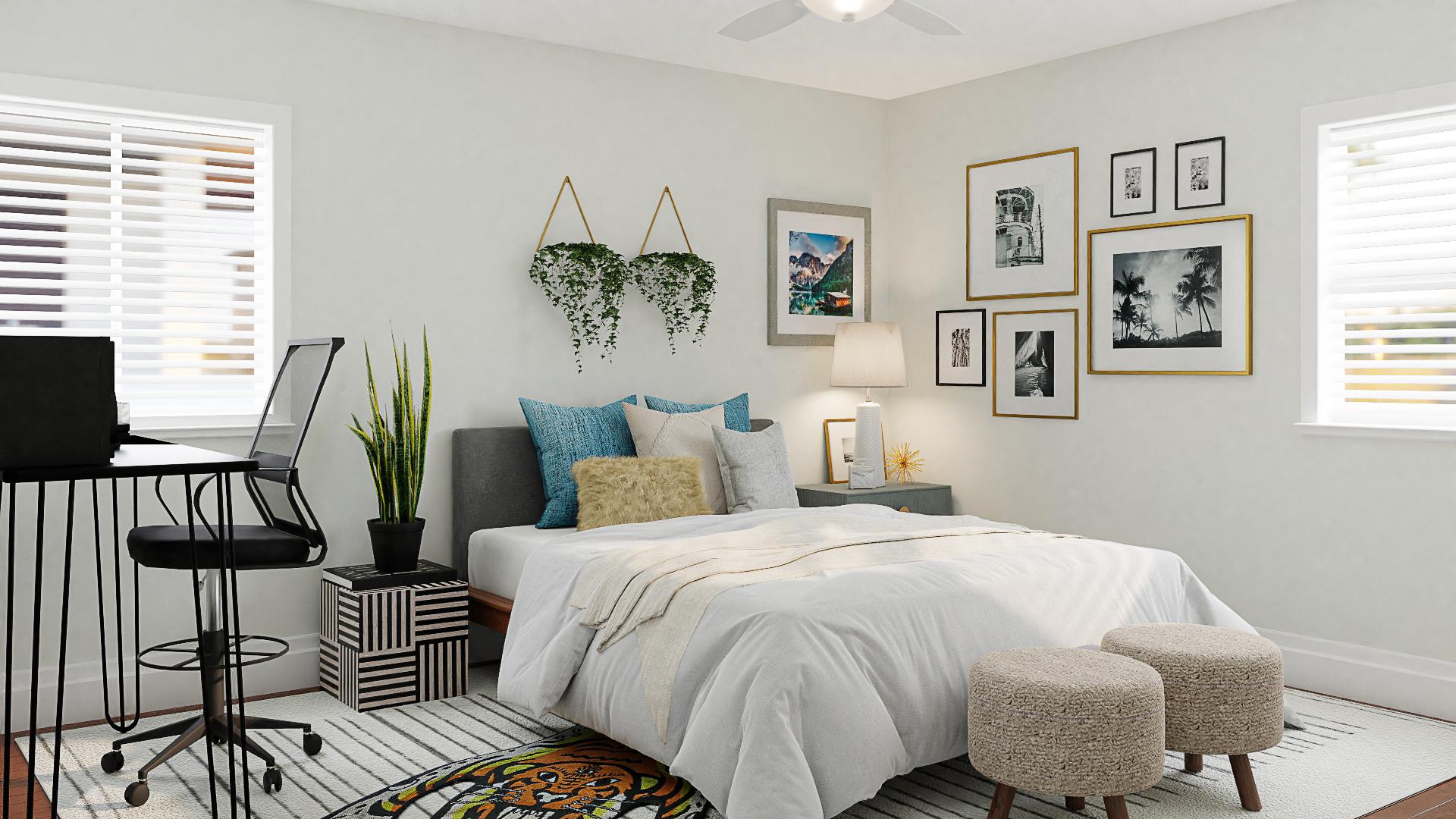 An Industrial Bedroom With Bold Boho Vibes