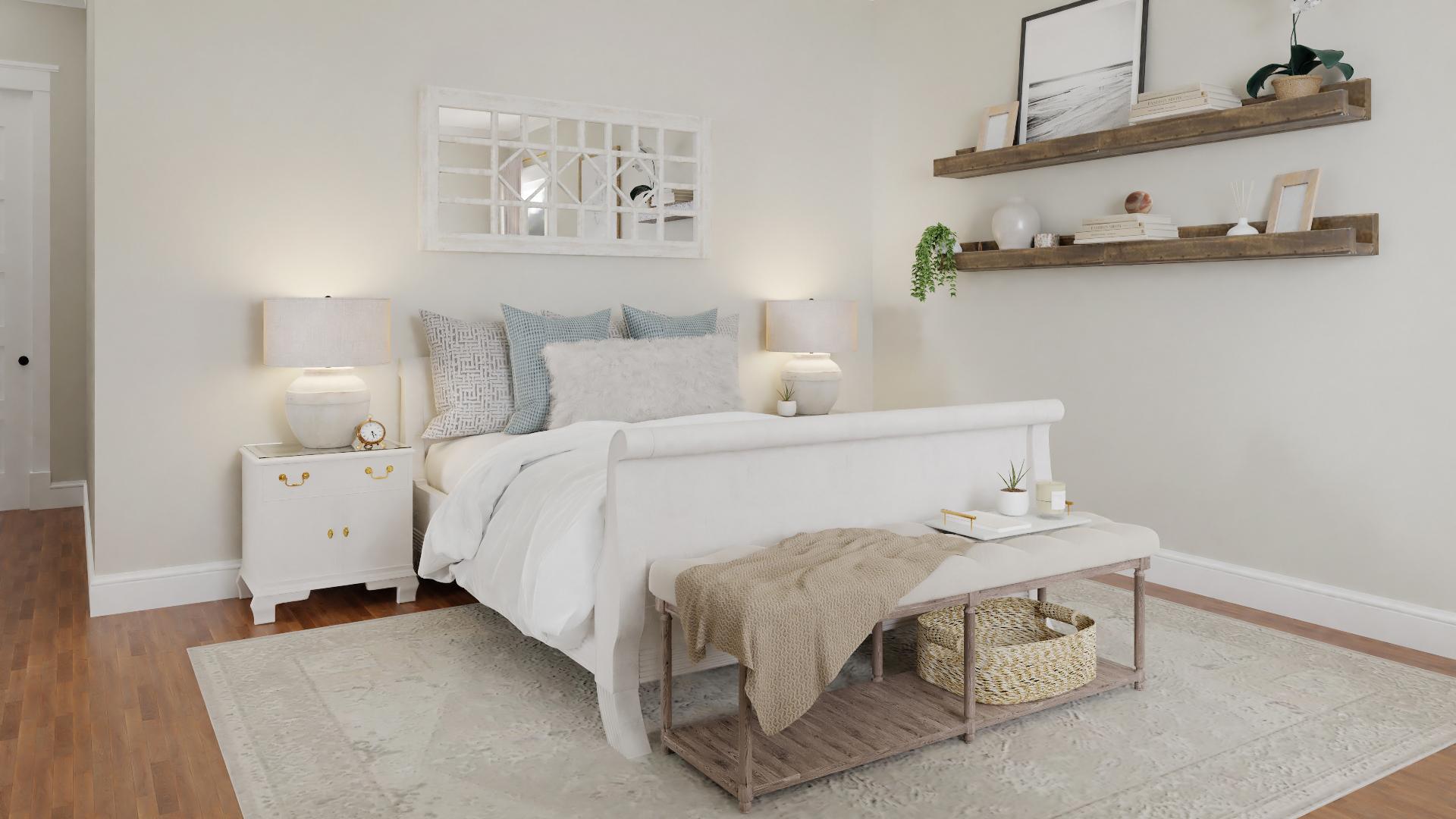 A French Country Bedroom With An Elegant Home Office