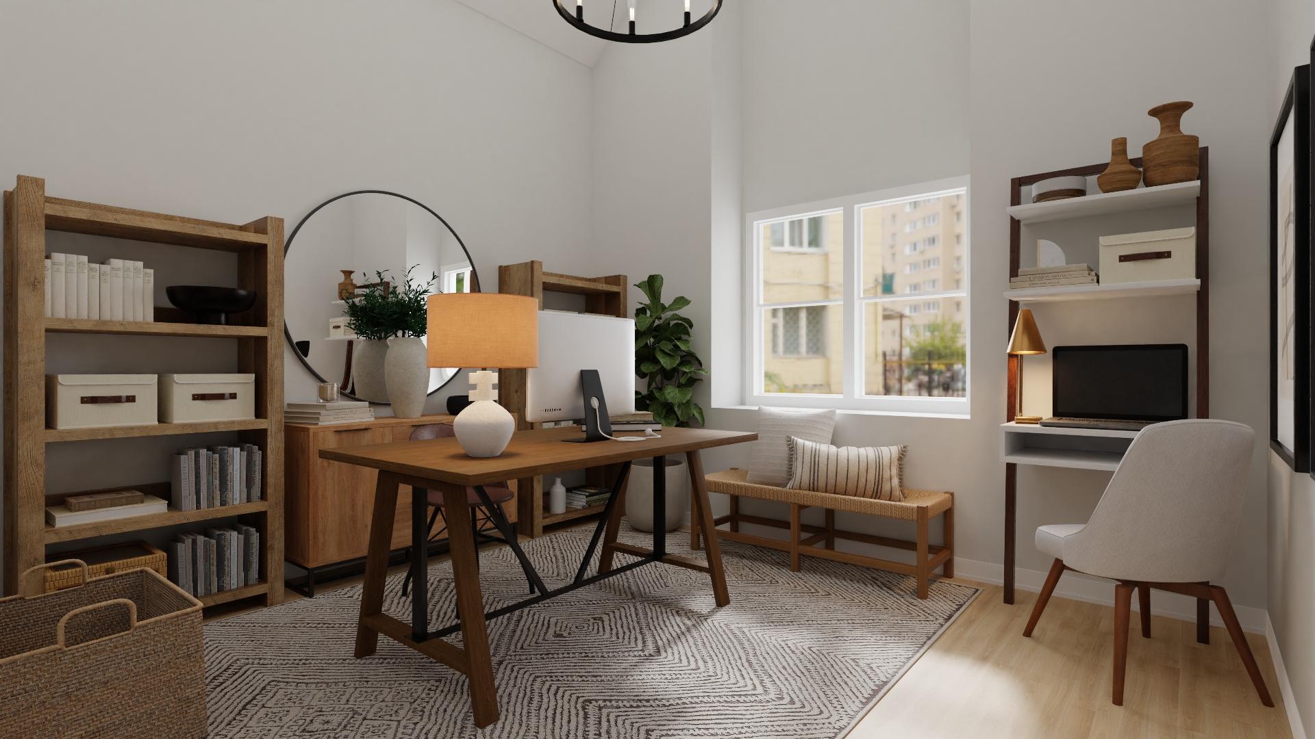A Woody Mid-Century Modern Home Office