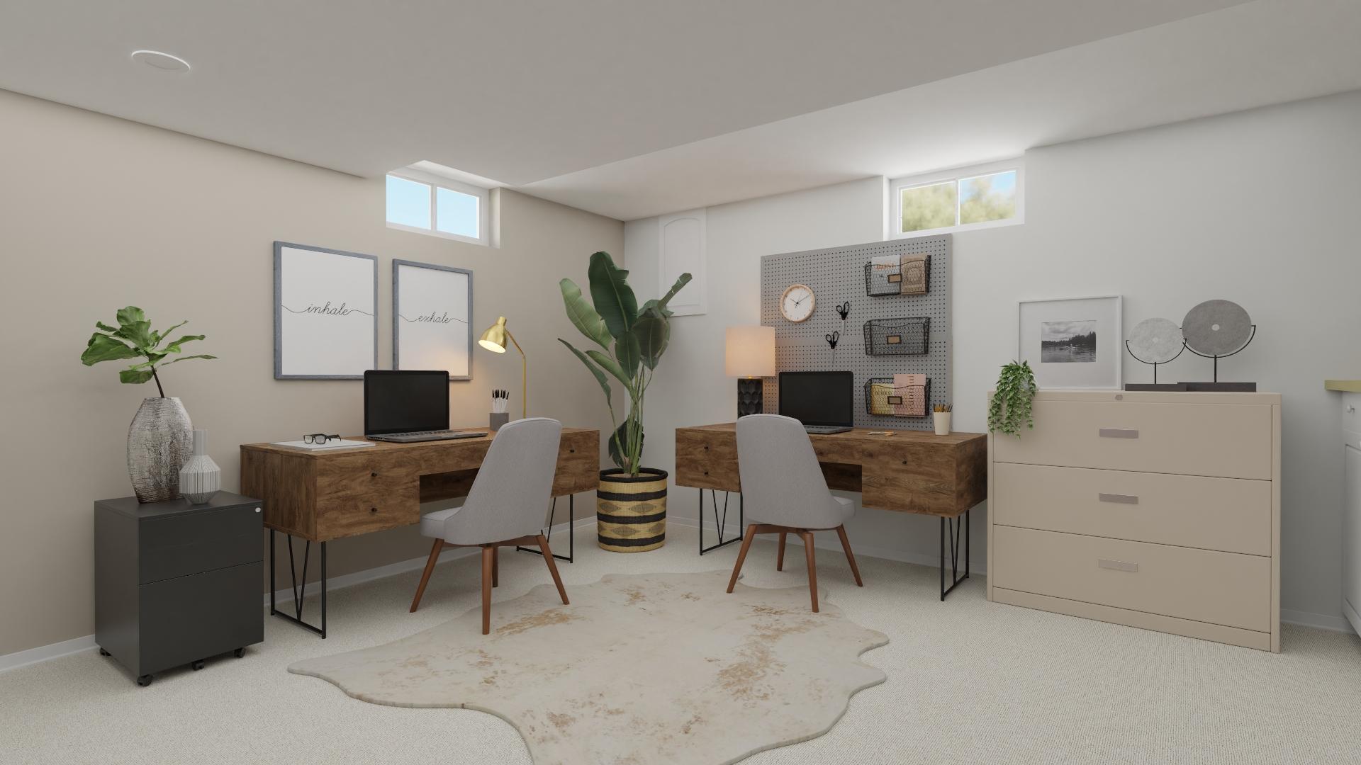 An Exposed Brickwall In A Rustic Home Office