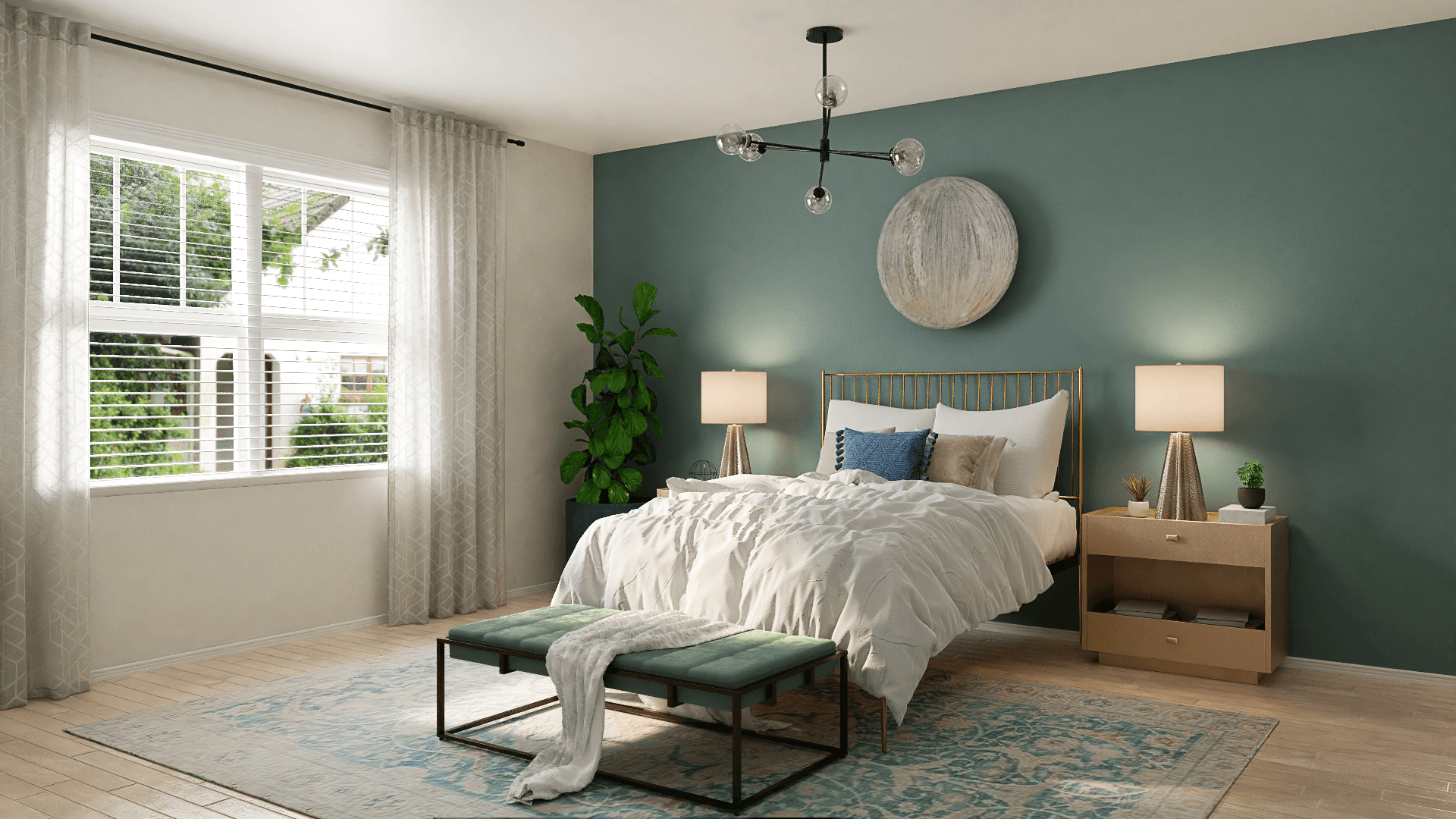 A Modern Boho Bedroom With A Spring Of Gold Hue