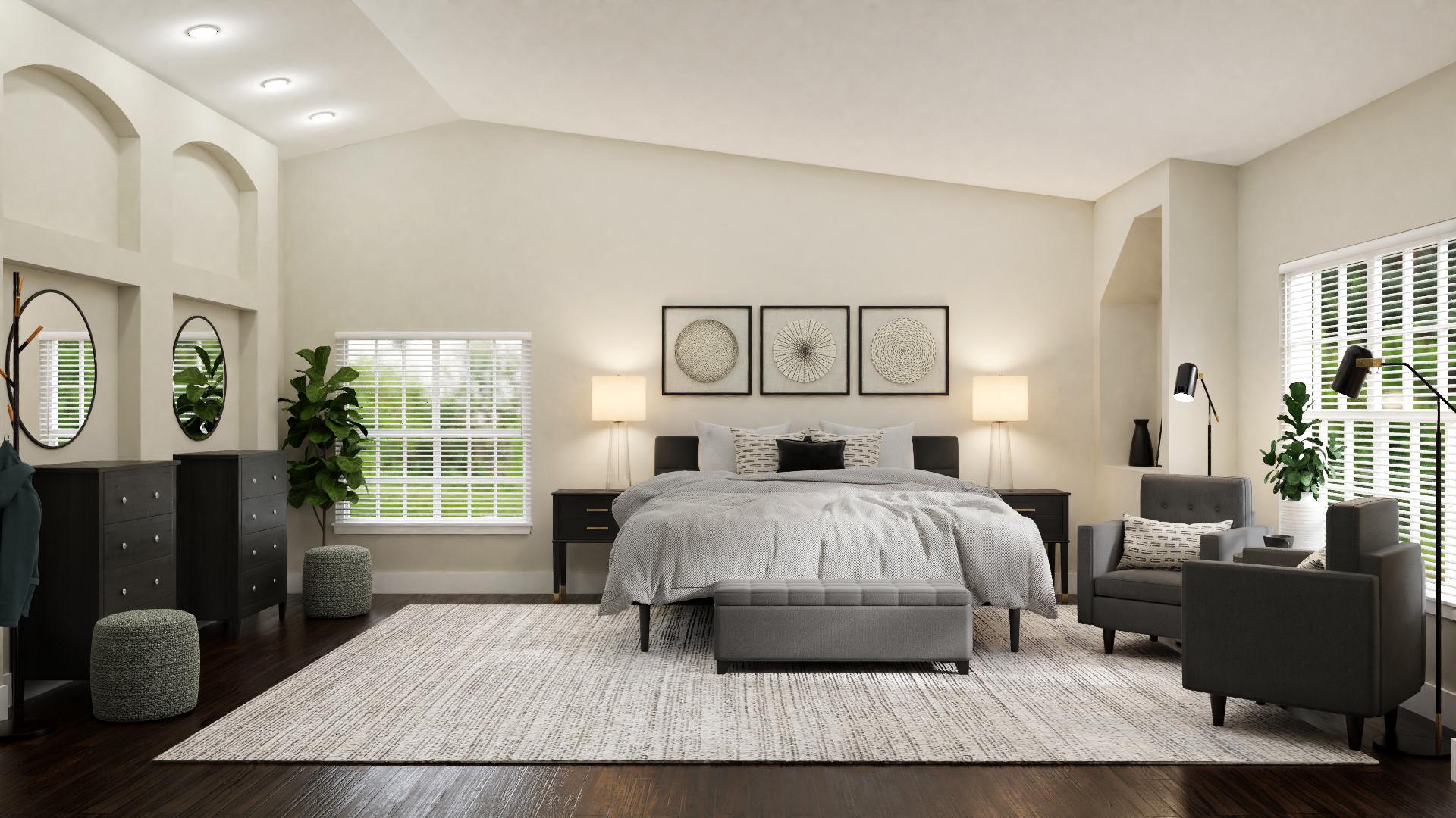 A Transitional Bedroom In 50 Shades Of Gray