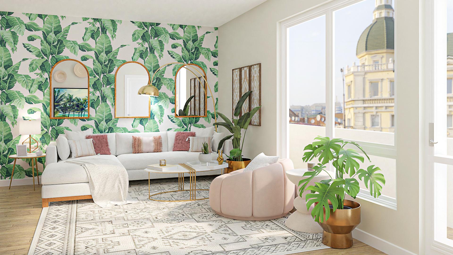 A Contemporary Living-Dining Room With Tropical Tones