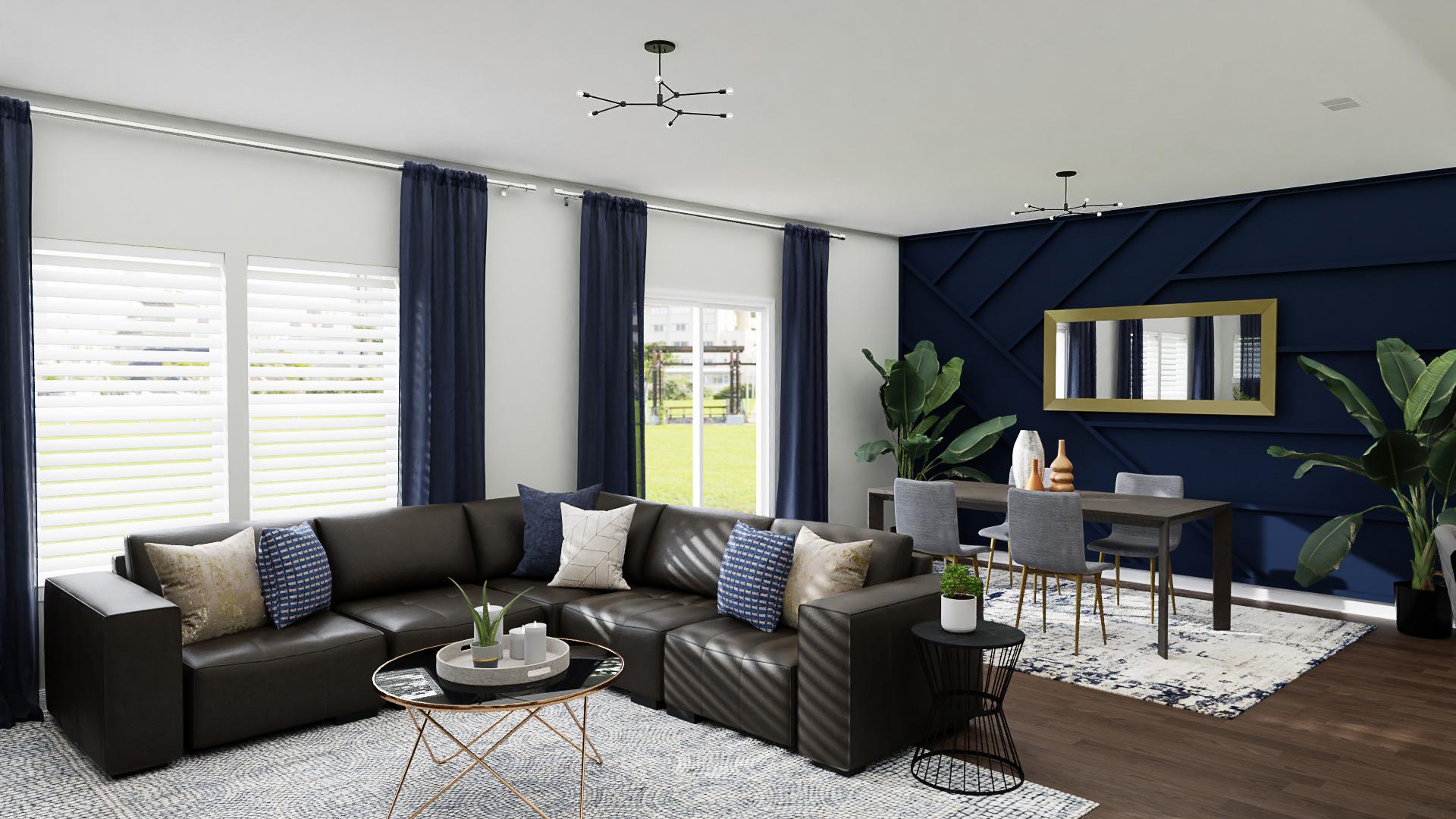 A Modern Glam Living-Dining Room In Subtle Tones