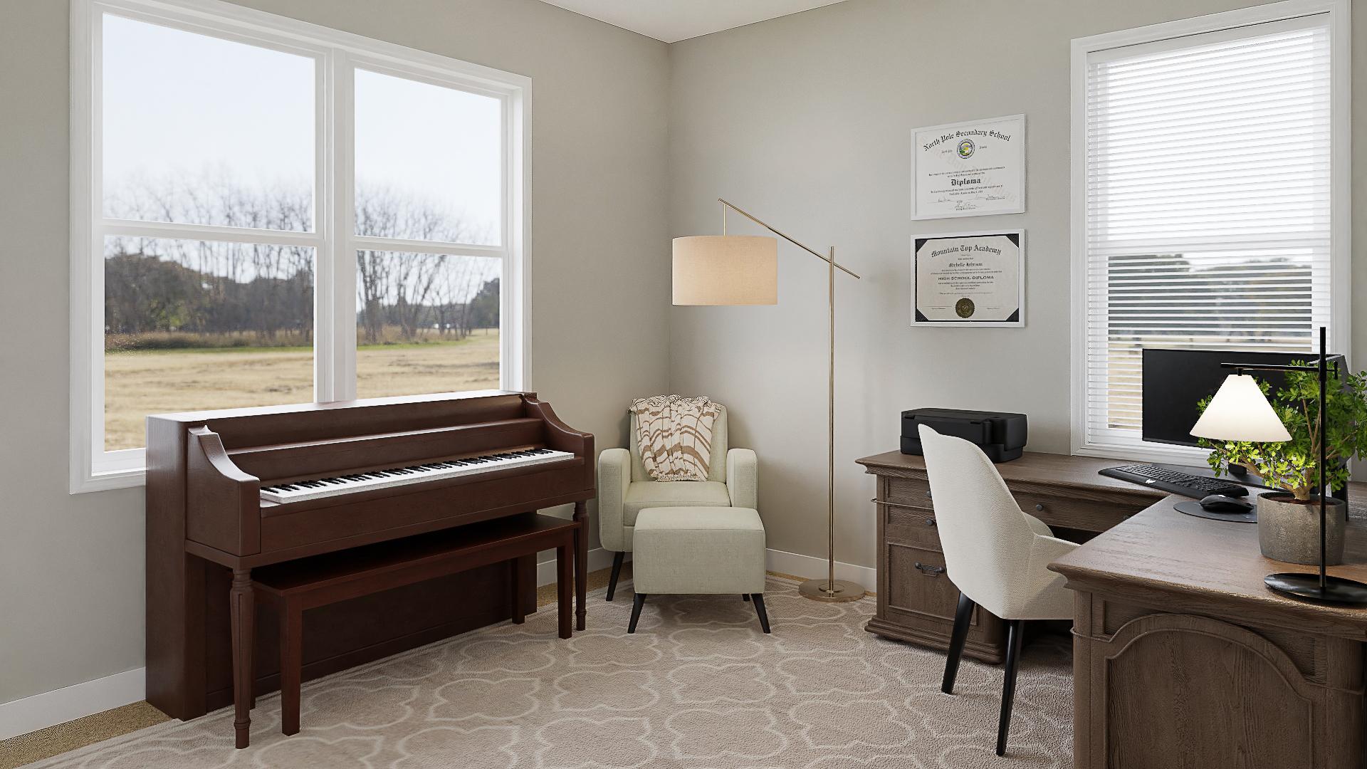 A French Country Home Office With Plenty Of Storage Options