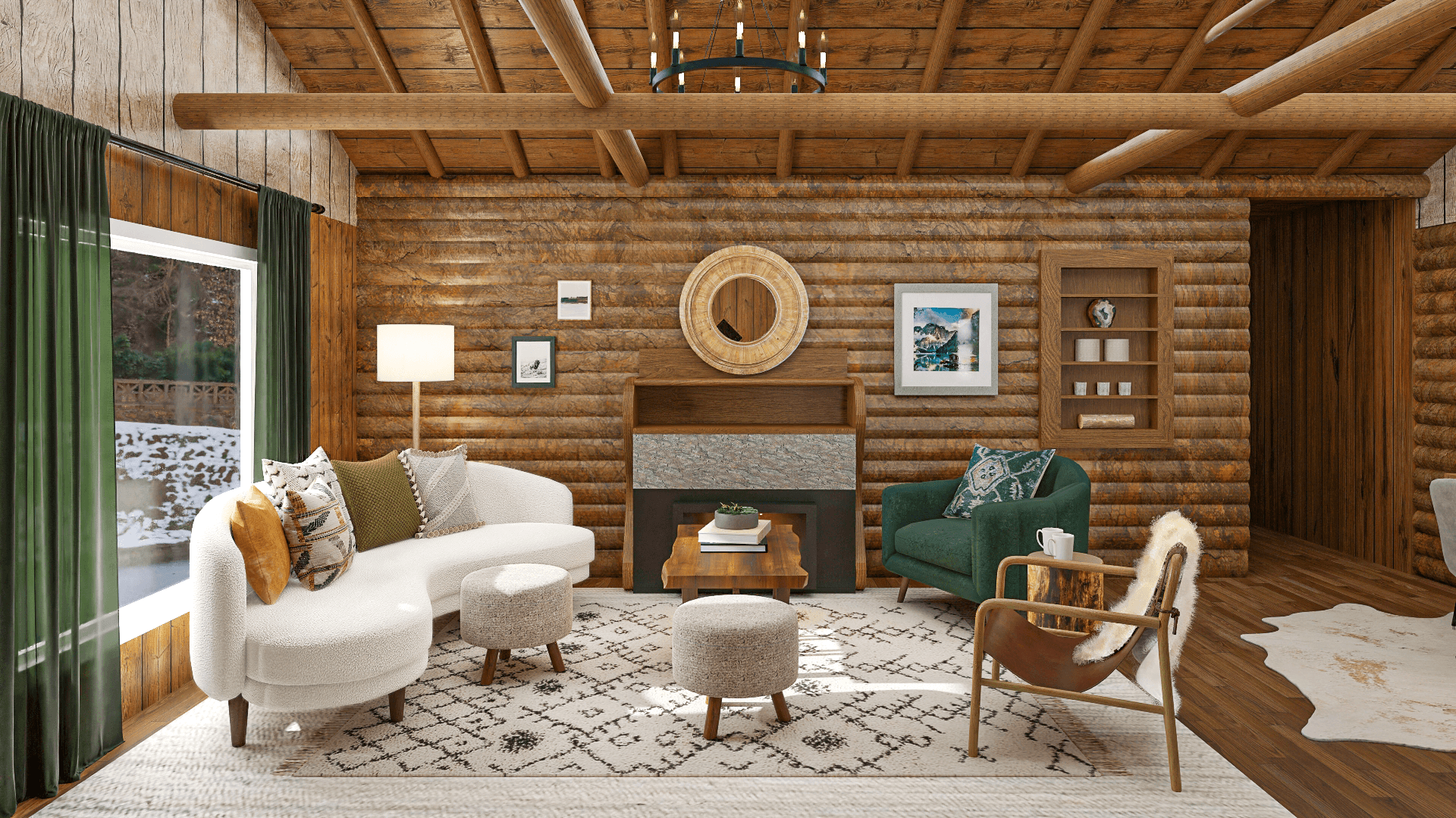 A Woody Contemporary Living Room With A Study Nook