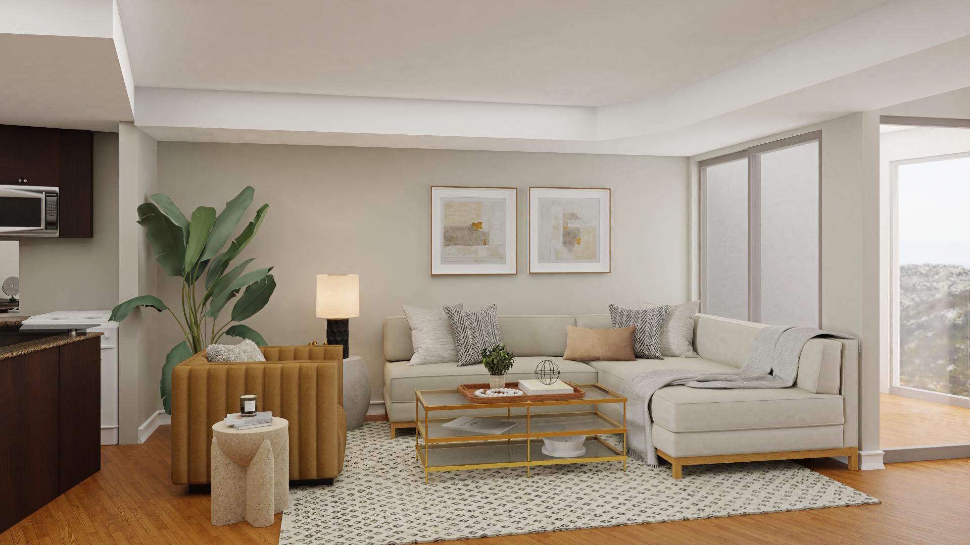 Calm Yet Glamorous: A Contemporary Living Room