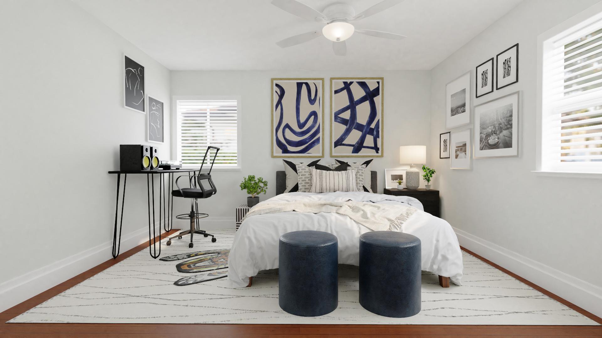Tiger Printed Rug: A Modern Industrial Bedroom